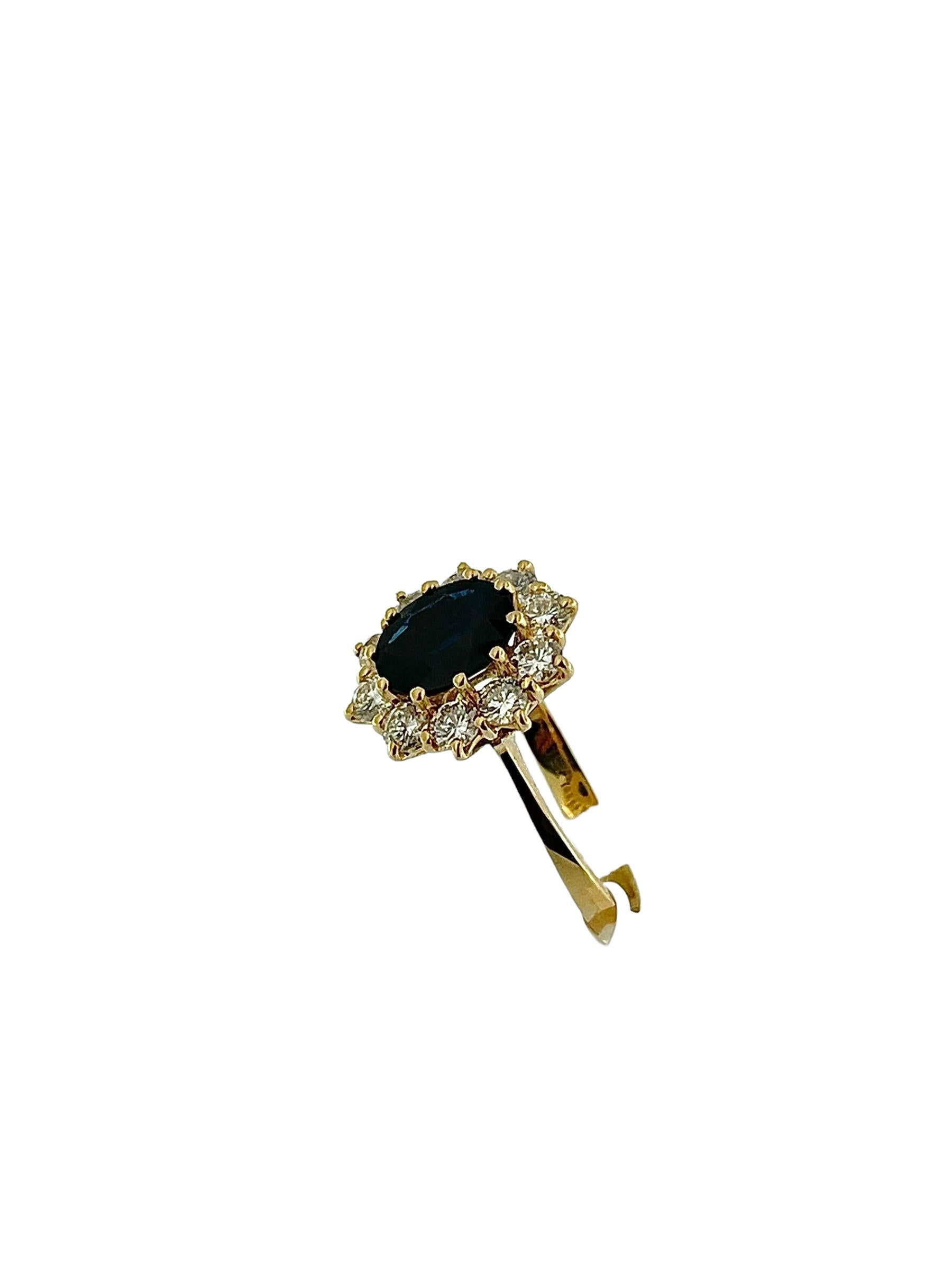 Bague cocktail classique en or jaune avec saphir et diamants IGI Certified Bon état - En vente à Esch sur Alzette, Esch-sur-Alzette