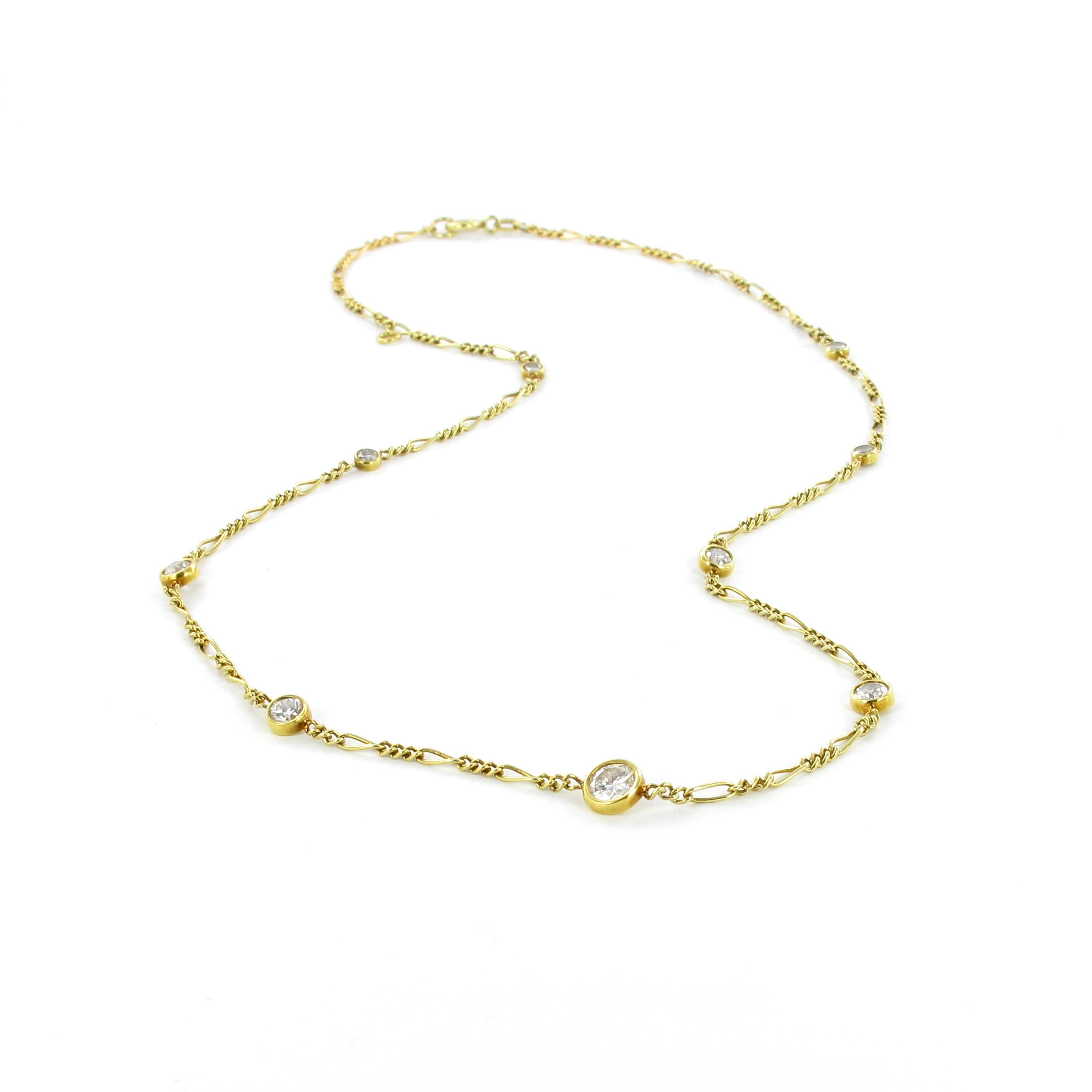 Contemporary Classic Yellow Gold Diamond Necklace