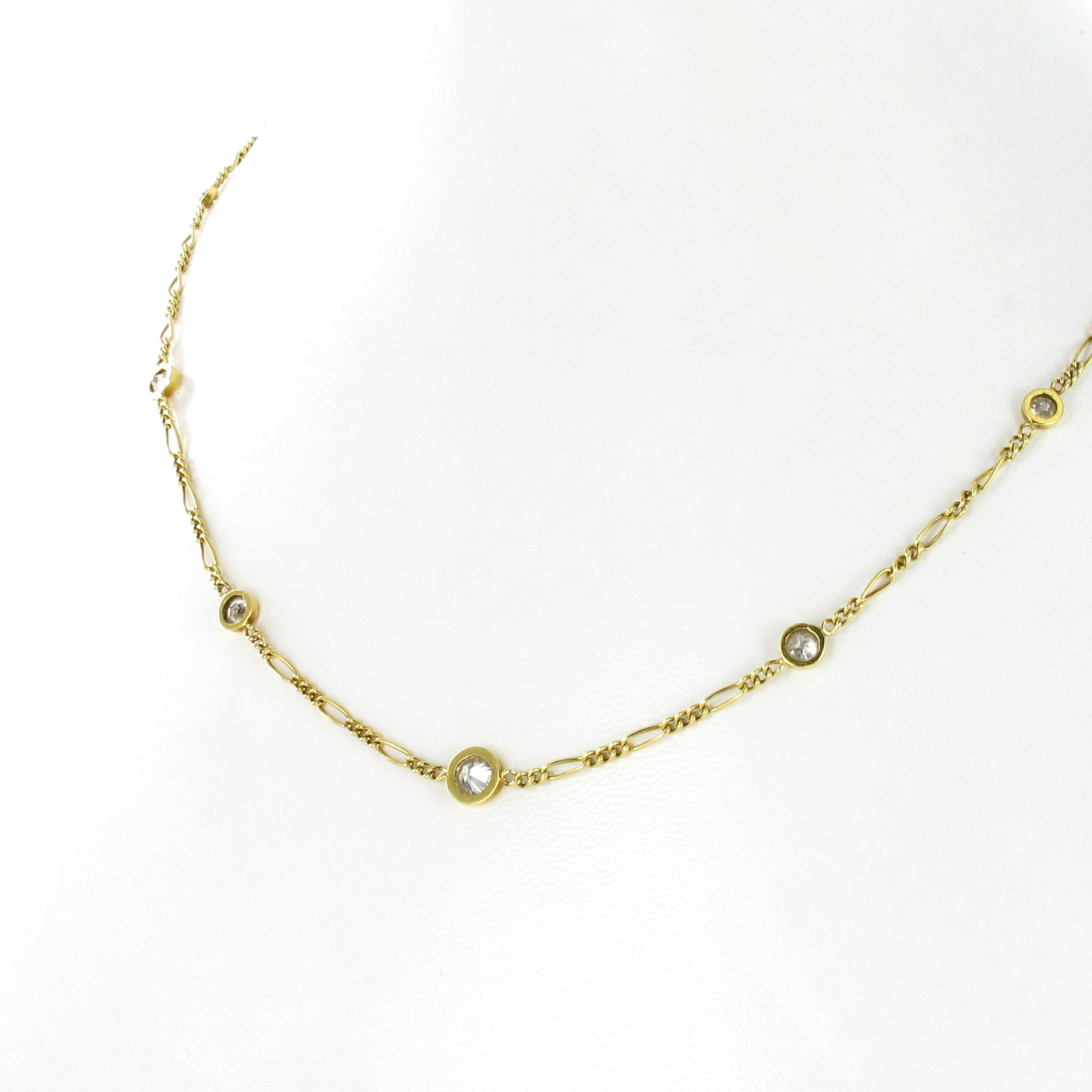 Brilliant Cut Classic Yellow Gold Diamond Necklace