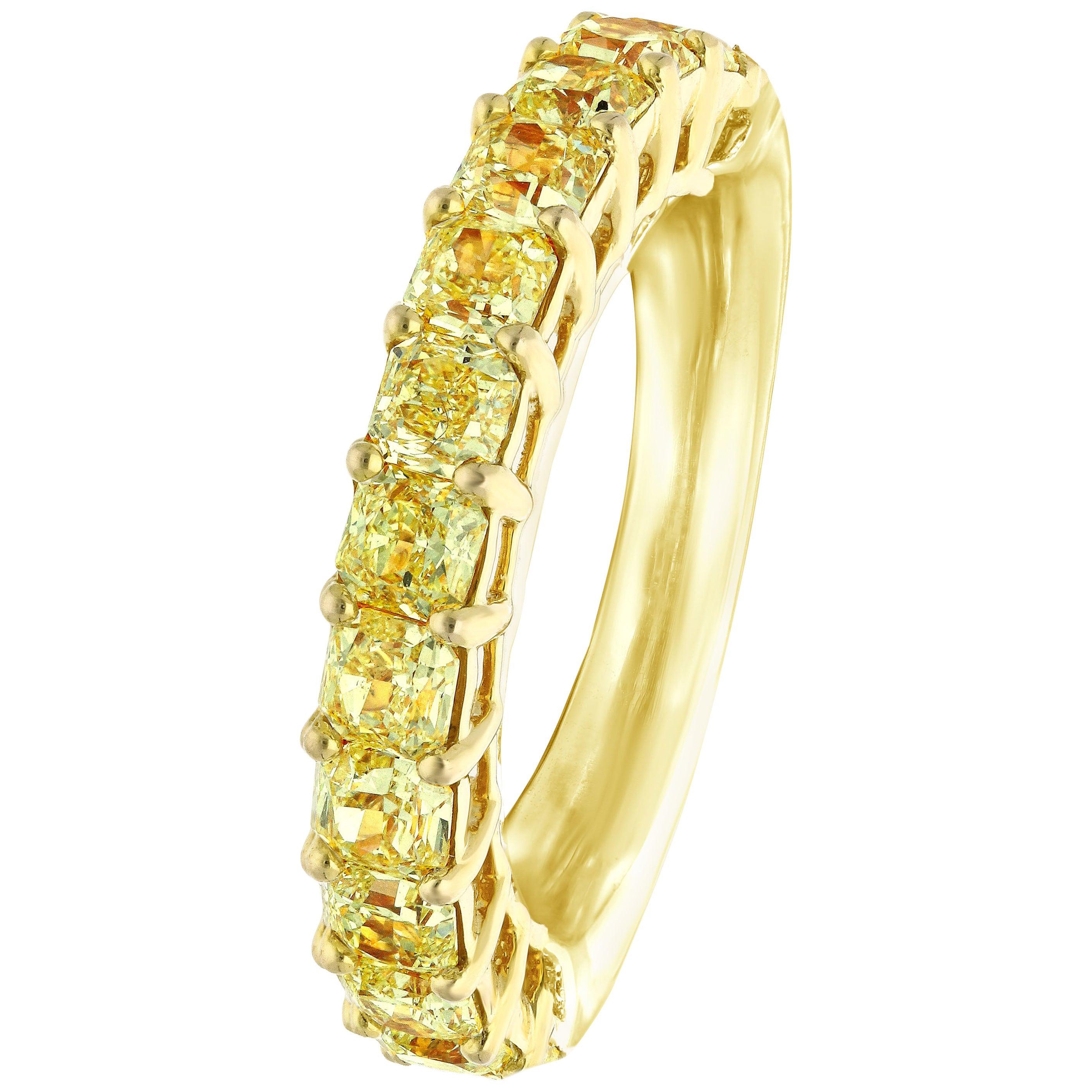 For Sale:  Classic Yellow Half Eternity Band, 3.05 Carat