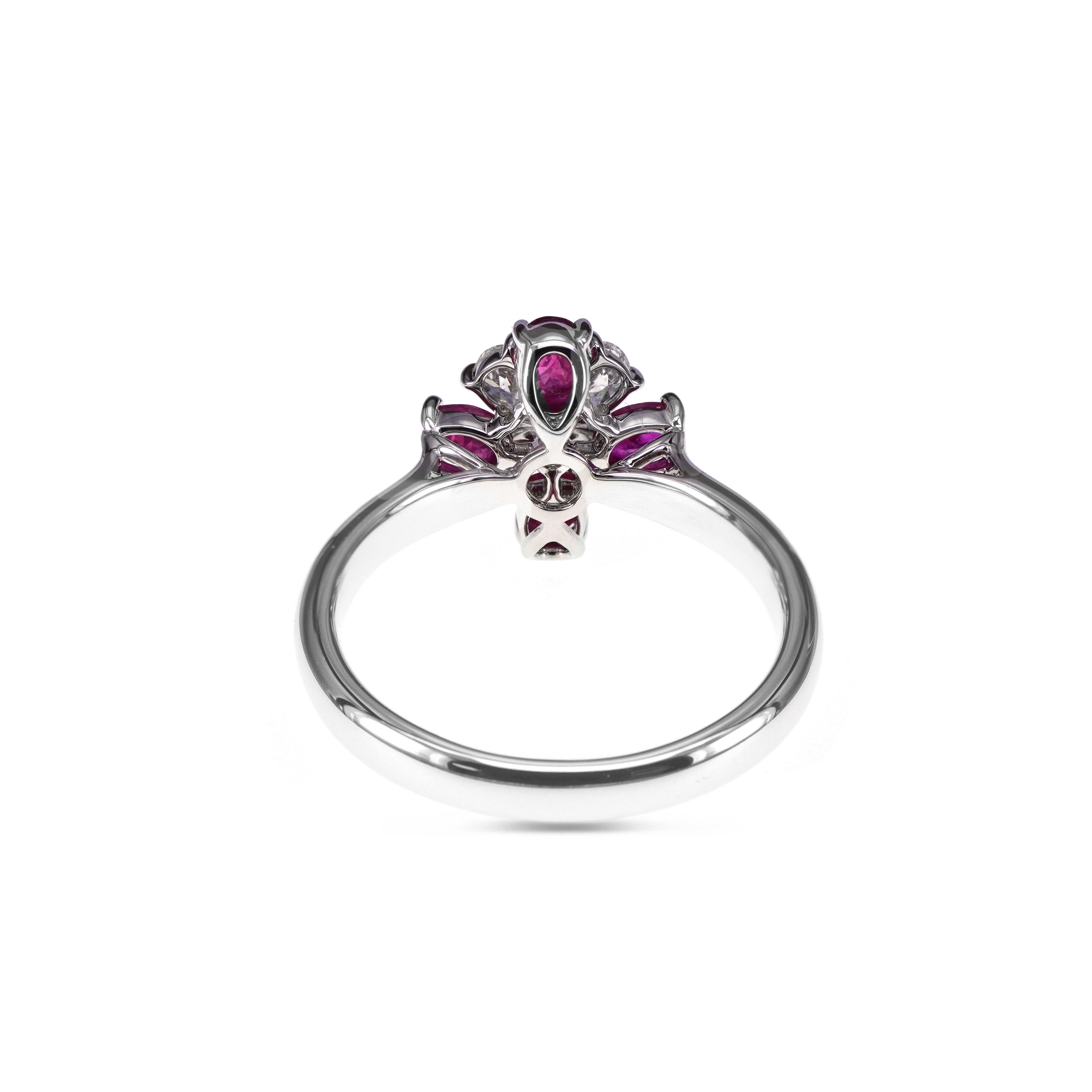 Art Nouveau Classical 1.02 Carat Ruby and Diamond Pretty Ring For Sale