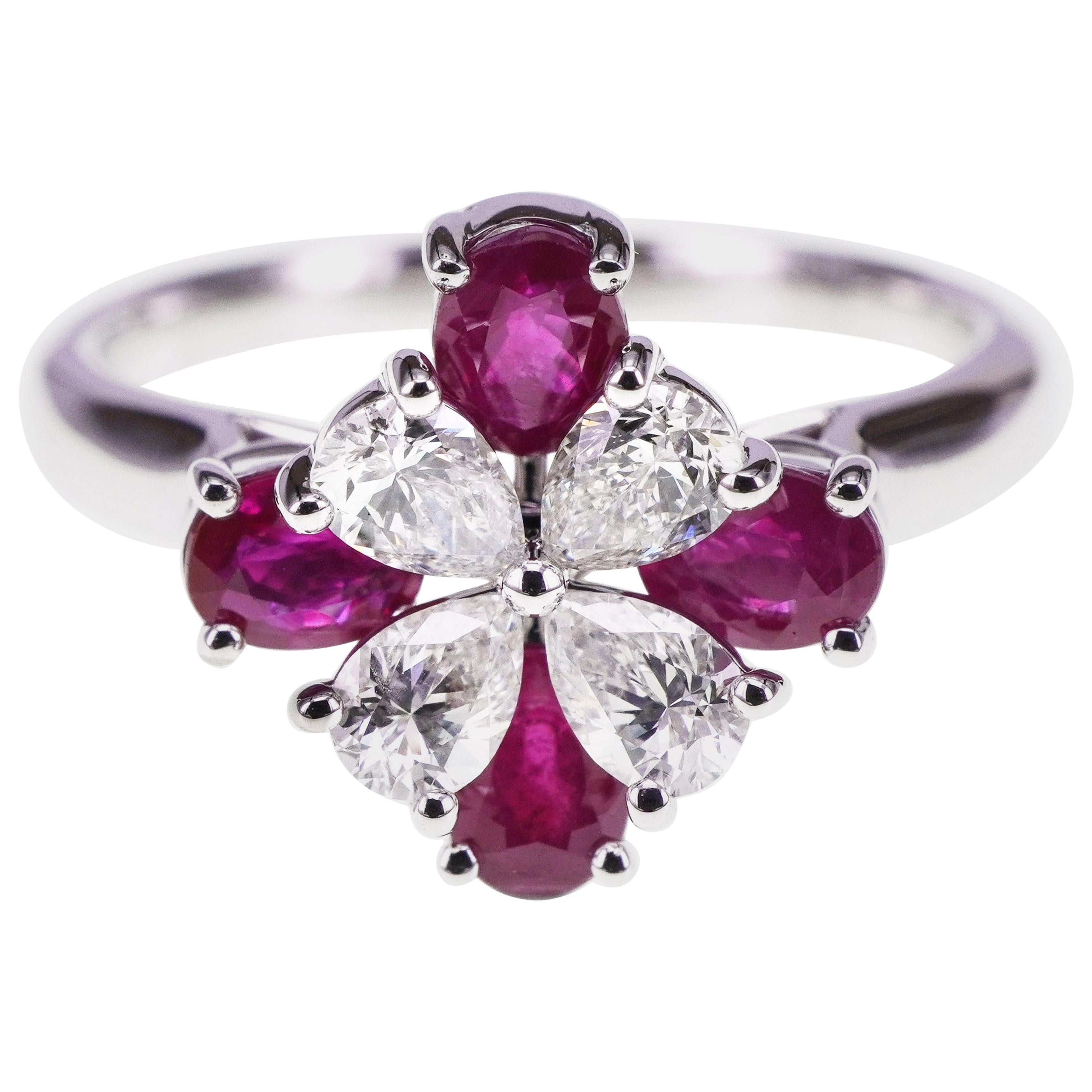 Classical 1.02 Carat Ruby and Diamond Pretty Ring For Sale