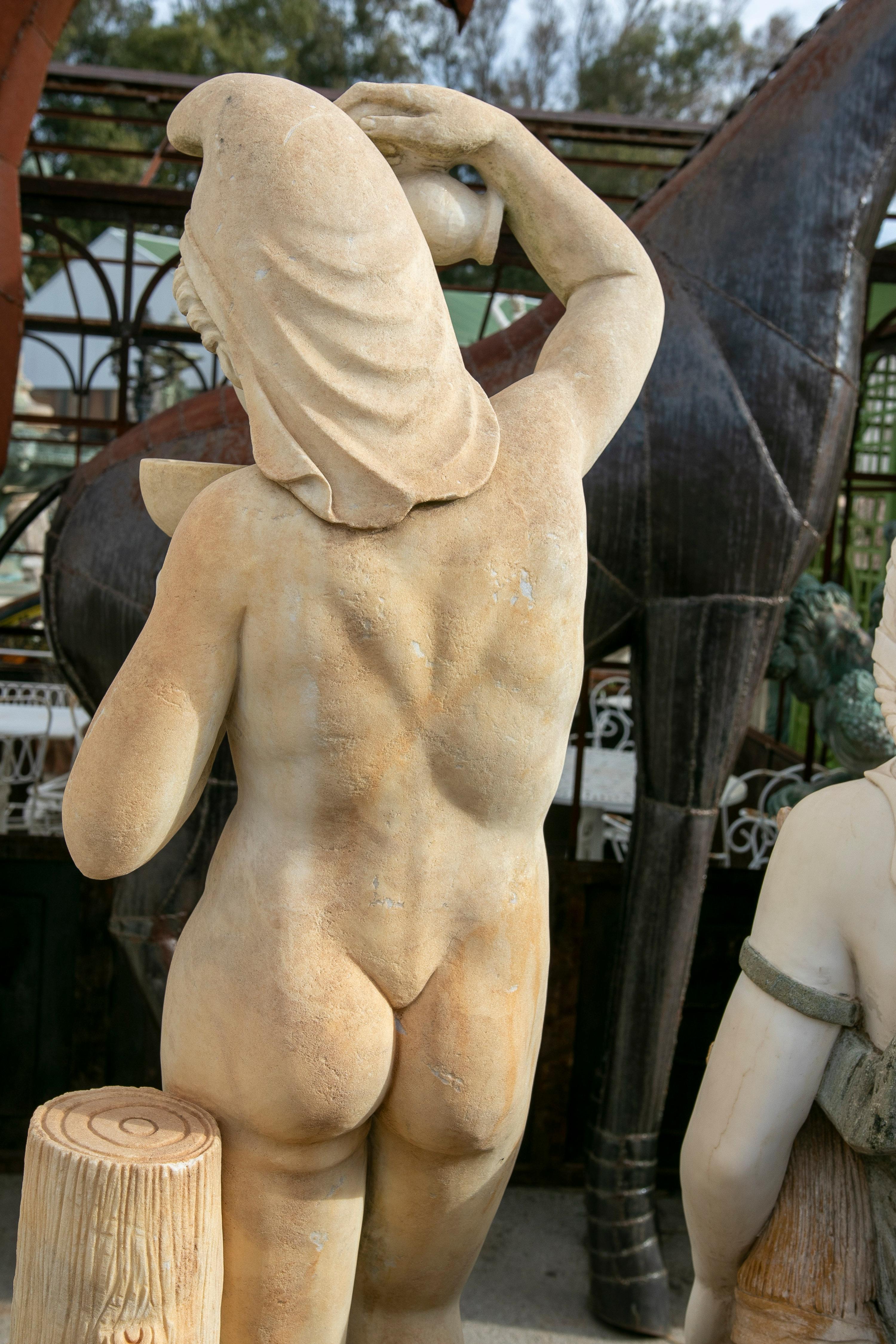 Classical 1990s Aged Macael White Sculpture of Dionysus God of Wine in vendita 8