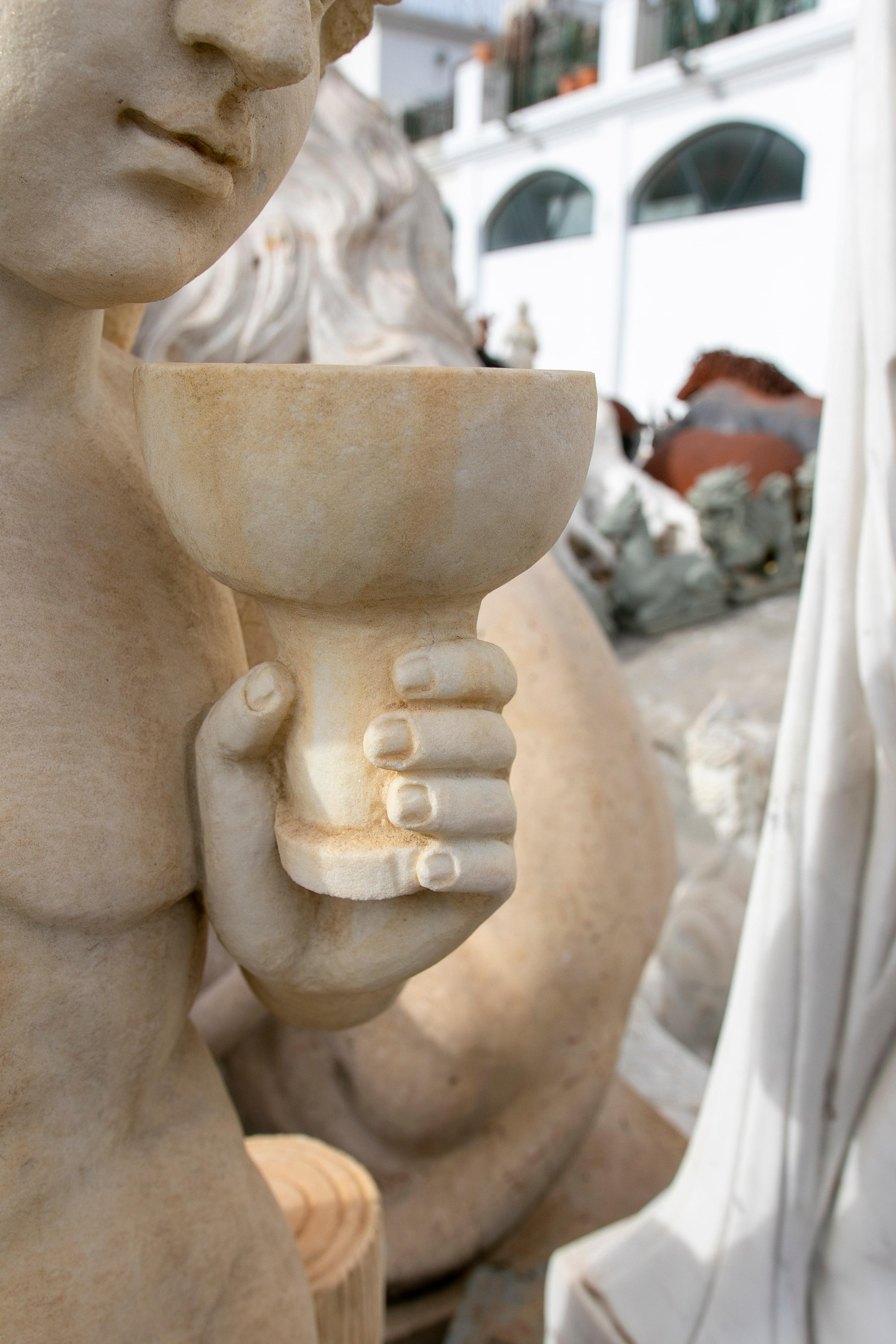 Classical 1990s Aged Macael White Sculpture of Dionysus God of Wine in vendita 9