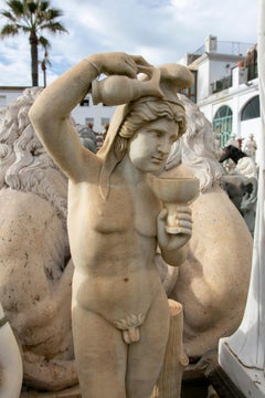 Classical 1990s Aged Macael White Sculpture of Dionysus God of Wine