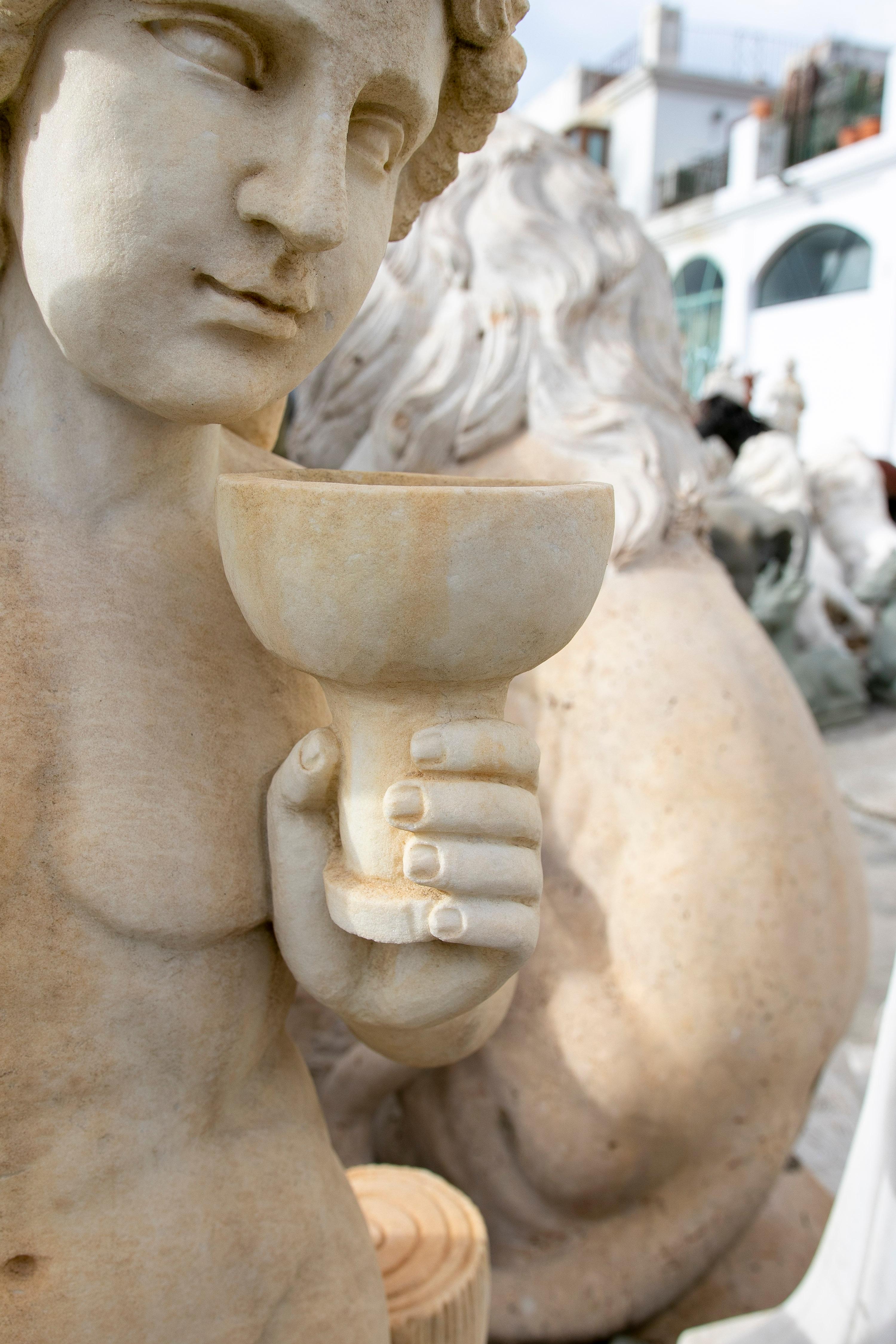 Classical 1990s Aged Macael White Sculpture of Dionysus God of Wine In condizioni buone in vendita a Marbella, ES