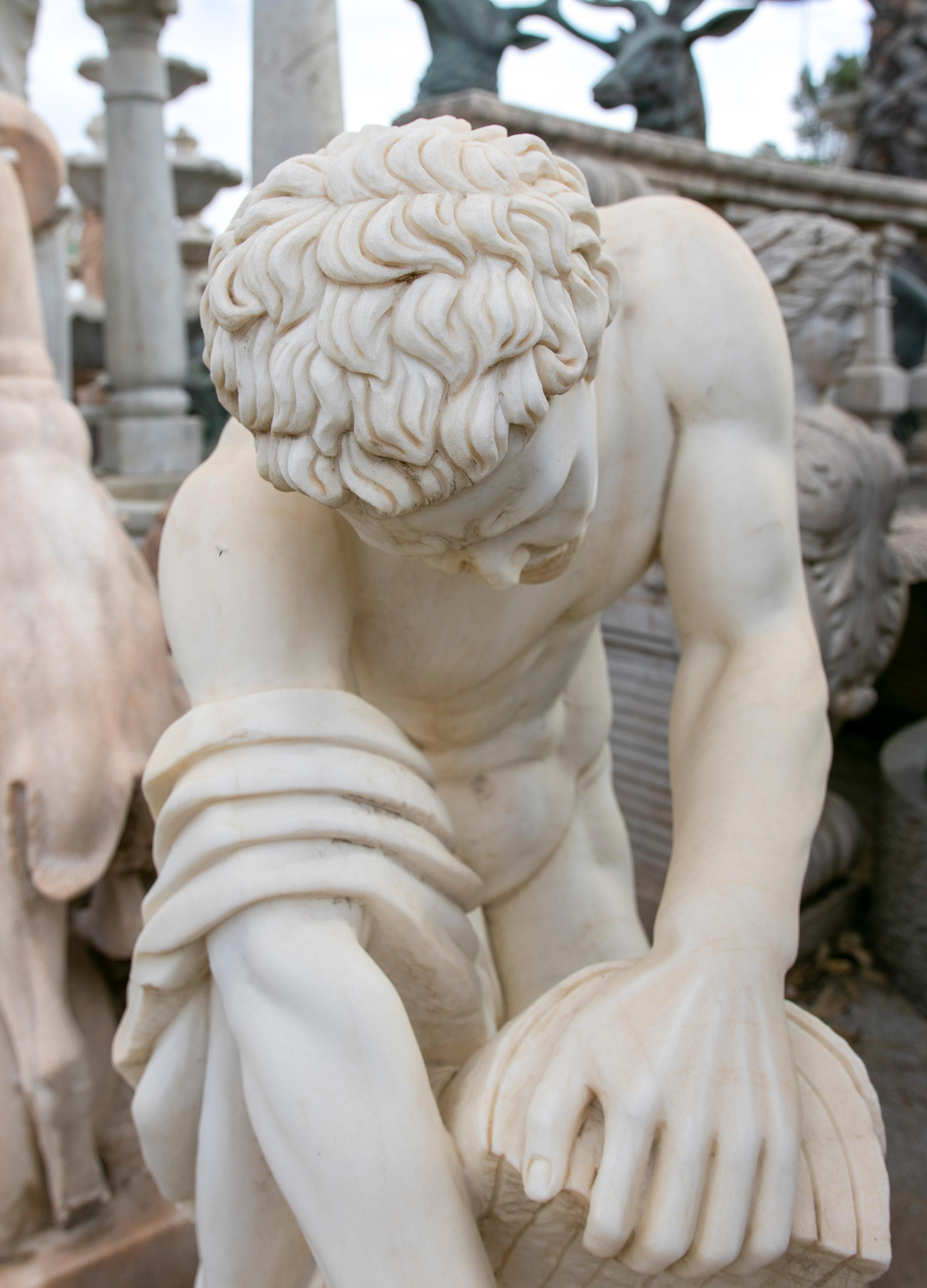 Classic 1990 Statue espagnole de Milo de Croton sculptée à la main d'après Edme Dumont Bon état - En vente à Marbella, ES