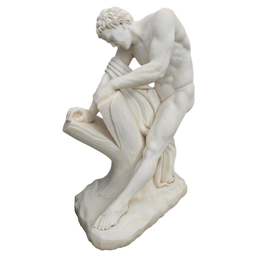 Classic 1990 Statue espagnole de Milo de Croton sculptée à la main d'après Edme Dumont