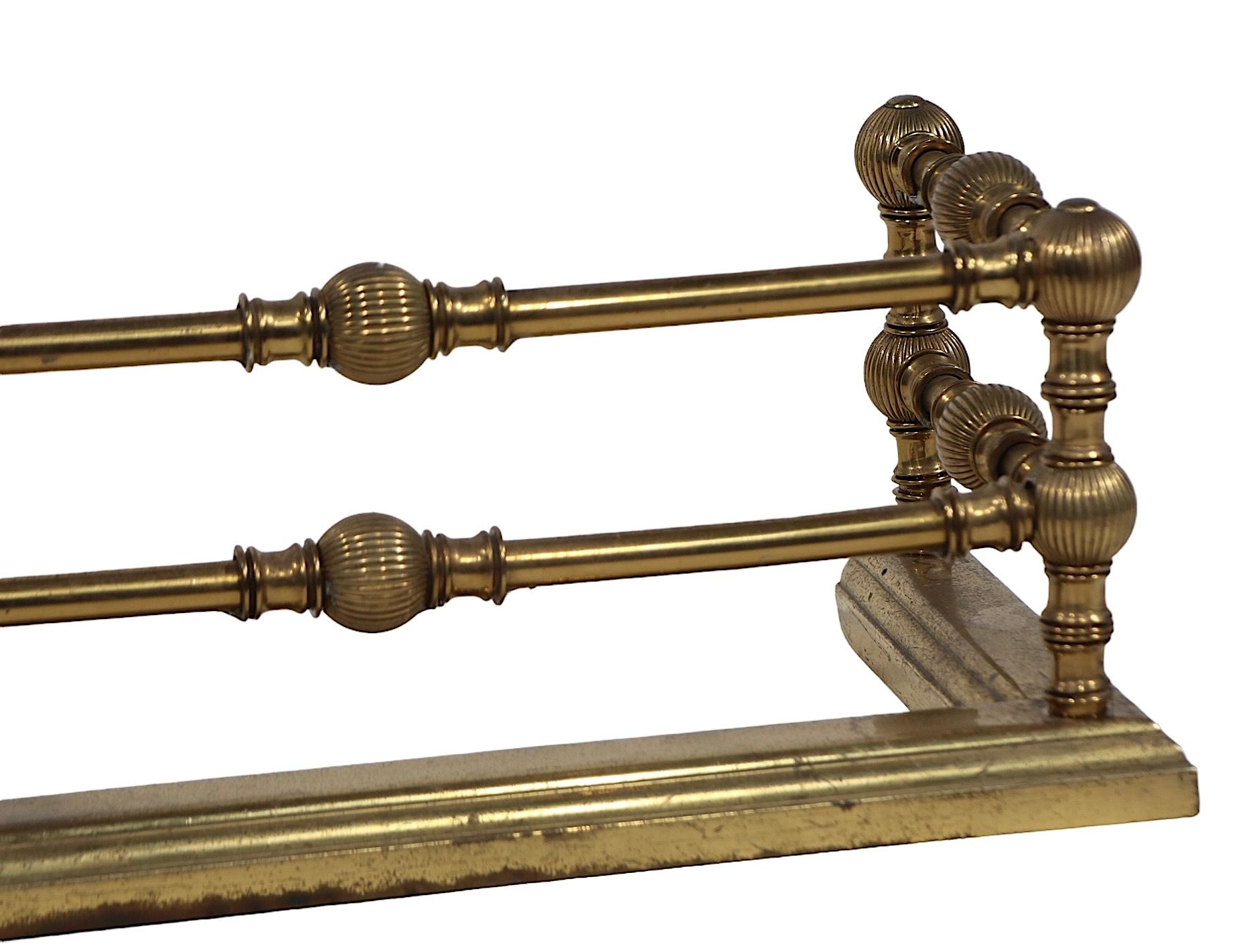 Aesthetic Movement Classical 19th C.  Brass Fireplace Fender  For Sale