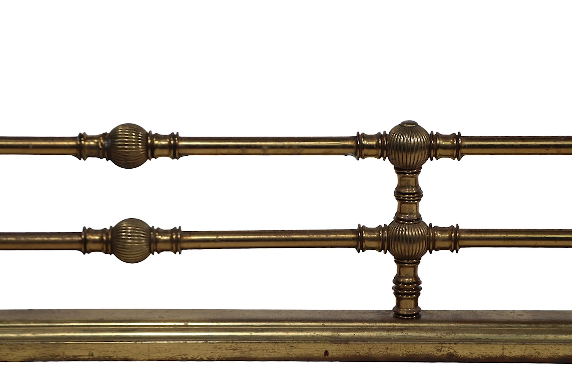 American Classical 19th C.  Brass Fireplace Fender  For Sale