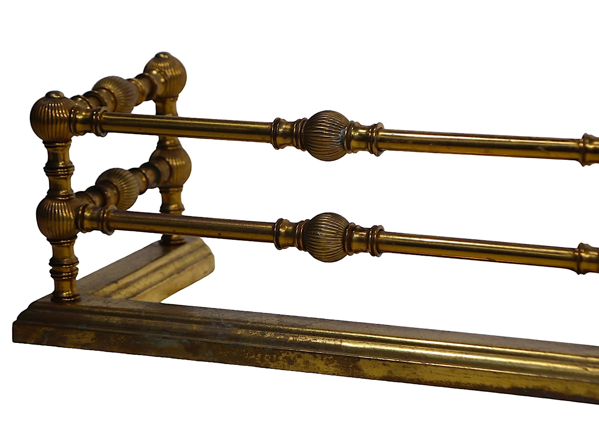 19th Century Classical 19th C.  Brass Fireplace Fender  For Sale