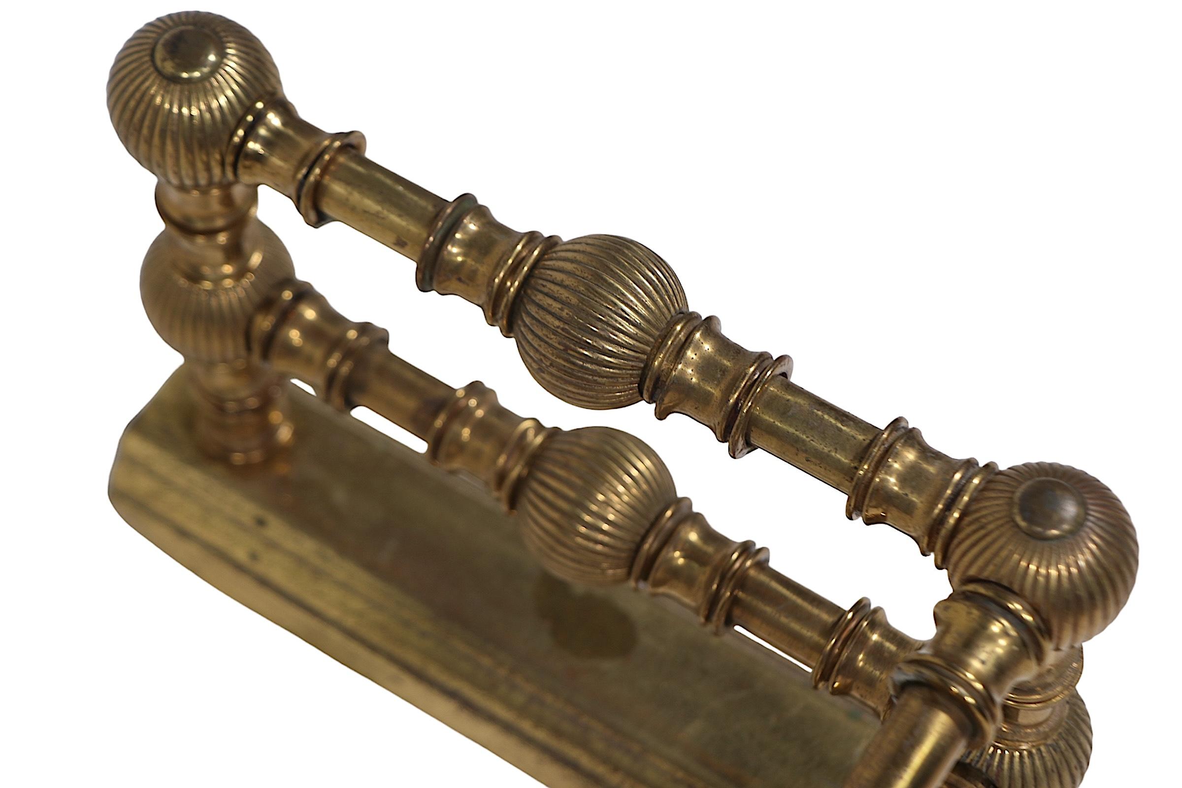 Classical 19th C.  Brass Fireplace Fender  For Sale 1