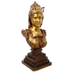 Classical 19th Century Bronze Bust of a Maiden