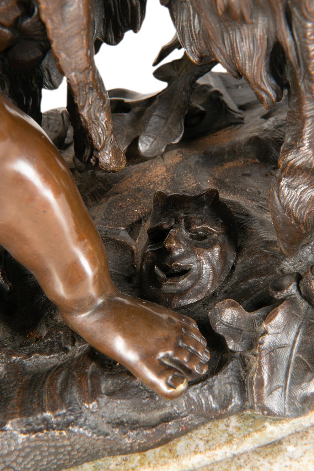 Classical 19th Century Bronze Group of Children Playing with Goat 2