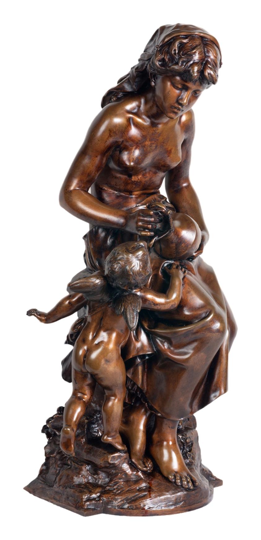 Francese Bronzo classico del XIX secolo raffigurante una madre & un bambino in vendita