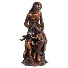 Classical 19th Century Bronze of Mother and Child