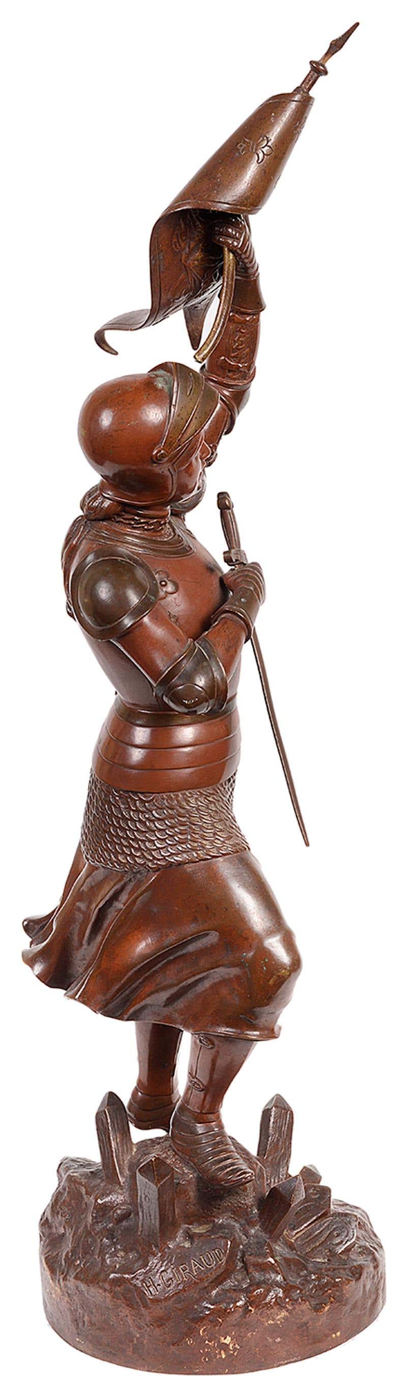 French Classical 19th Century Bronze Statue of Joan of Arc For Sale