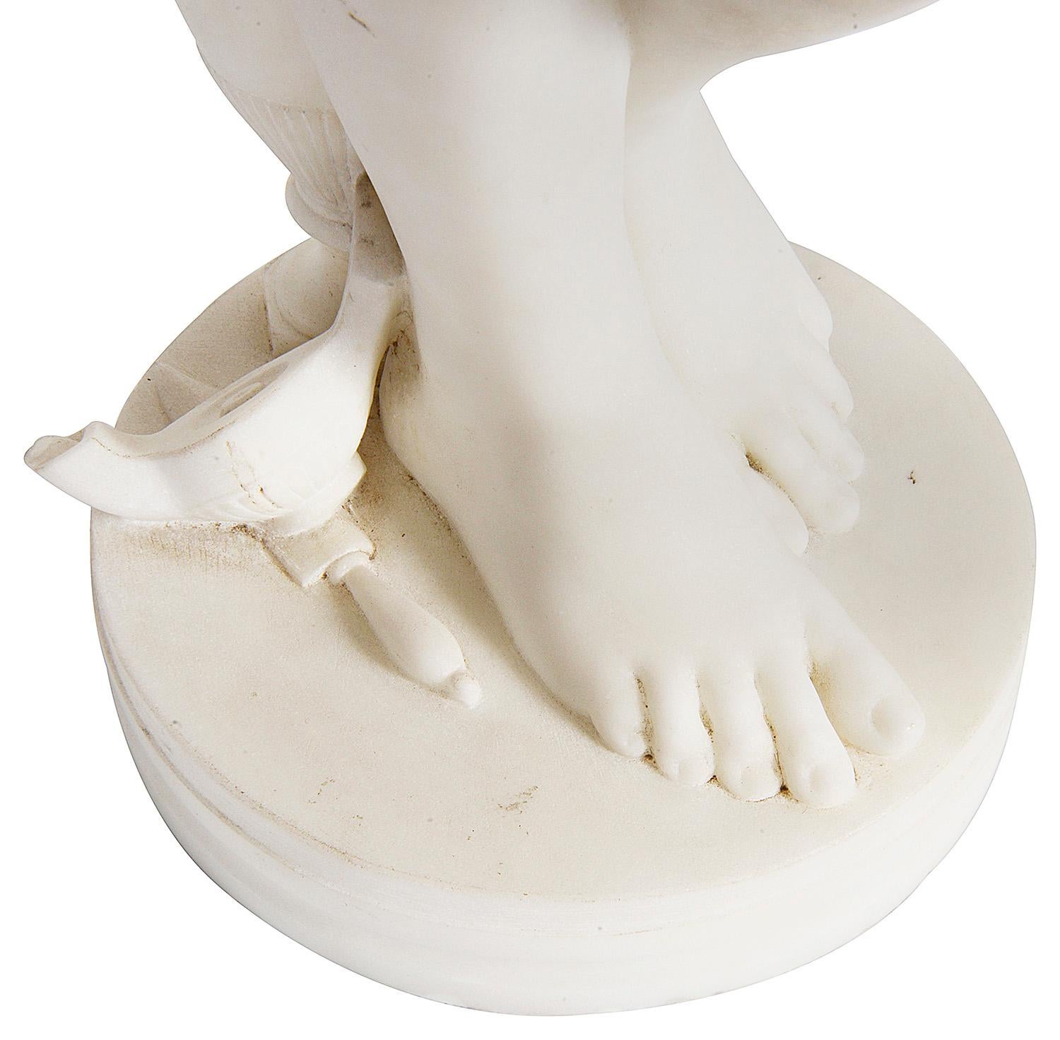 Hand-Carved Classical 19th Century Carrera Marble Nude For Sale