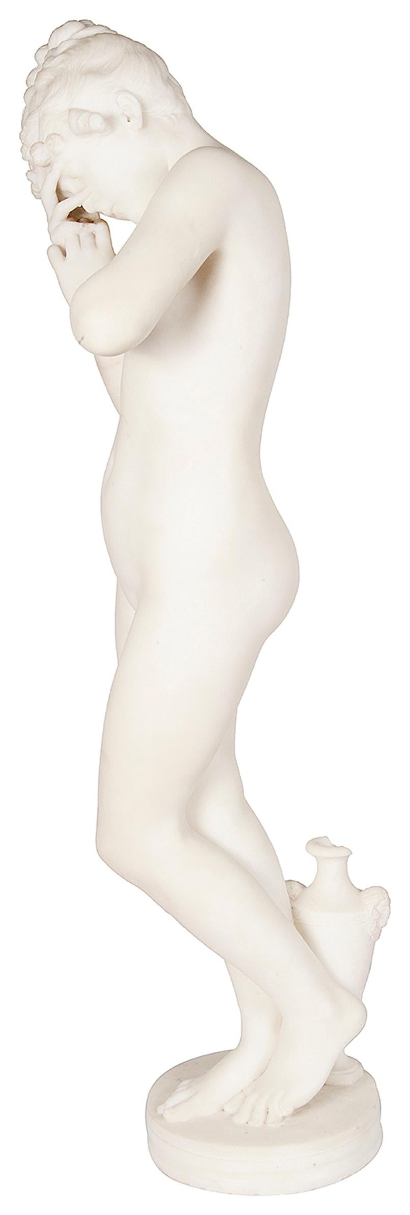 Carrara Marble Classical 19th Century Carrera Marble Nude For Sale