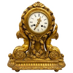 Classical 19th Century French Carved Giltwood Mantle Clock