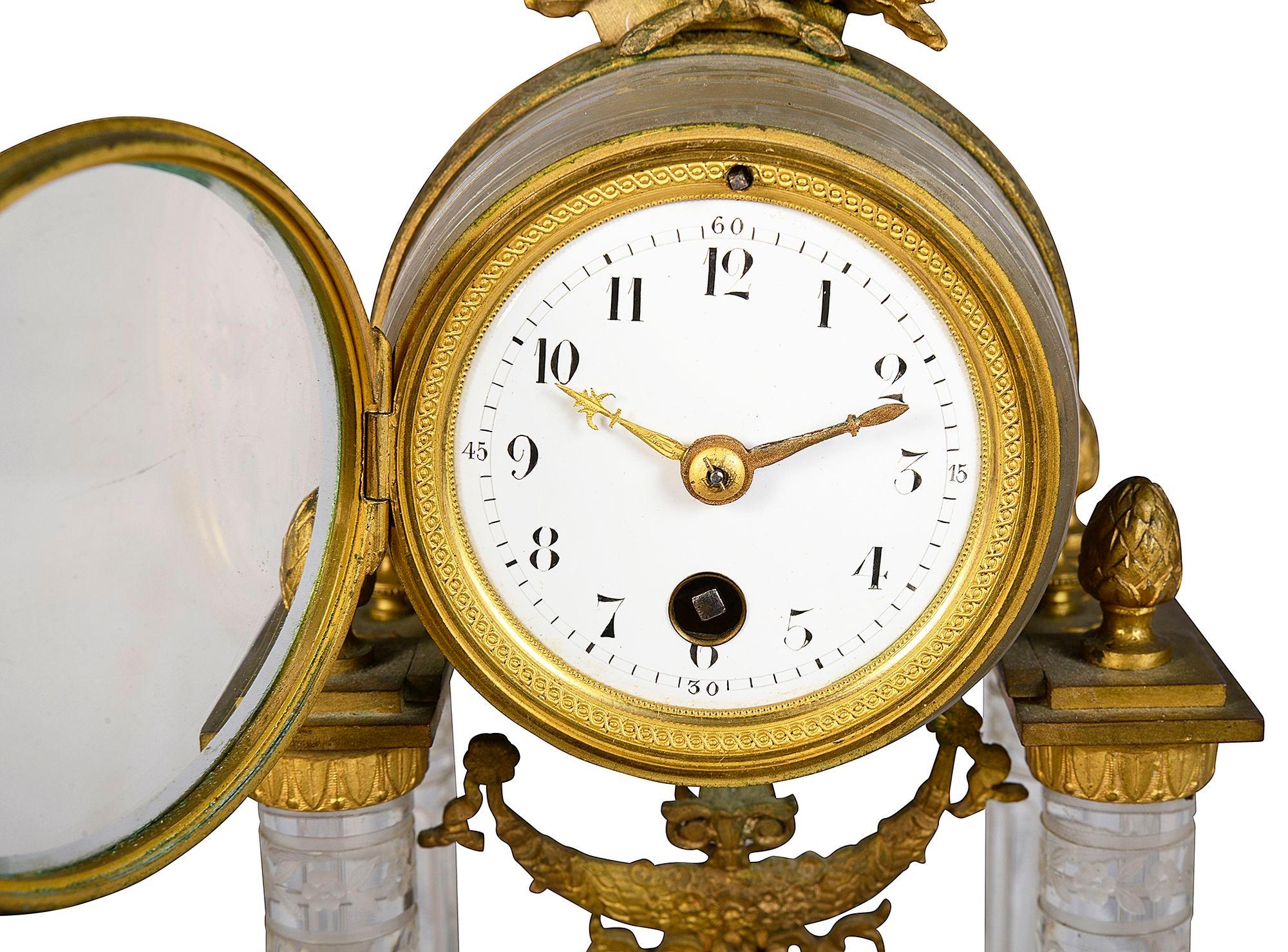Classical 19th Century French Crystal + ormolu mantle clock For Sale 1