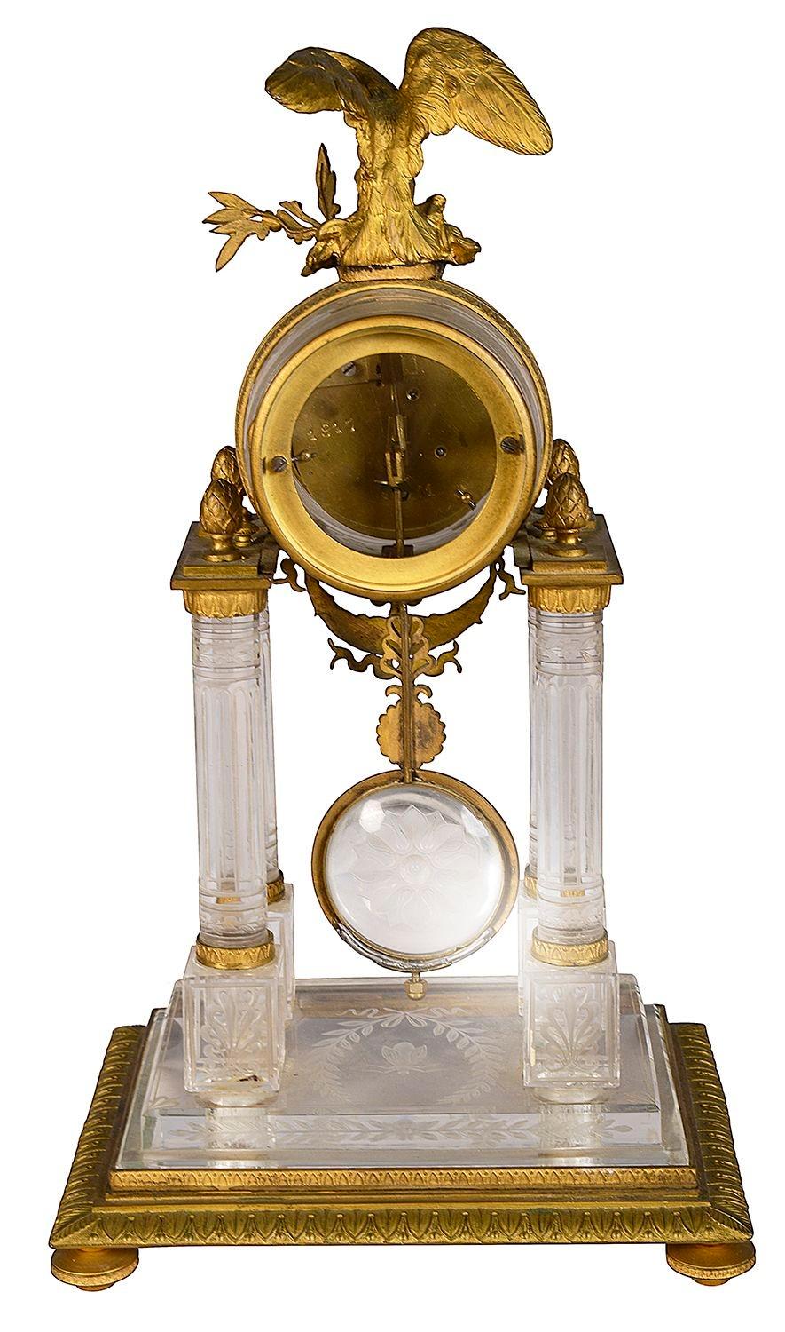 Classical 19th Century French Crystal + ormolu mantle clock For Sale 5