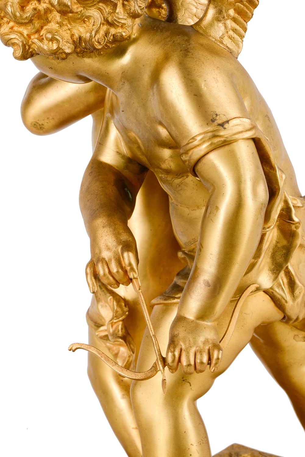 Gruppo classico in bronzo dorato del XIX secolo di cherubini che suonano In condizioni buone in vendita a Brighton, Sussex