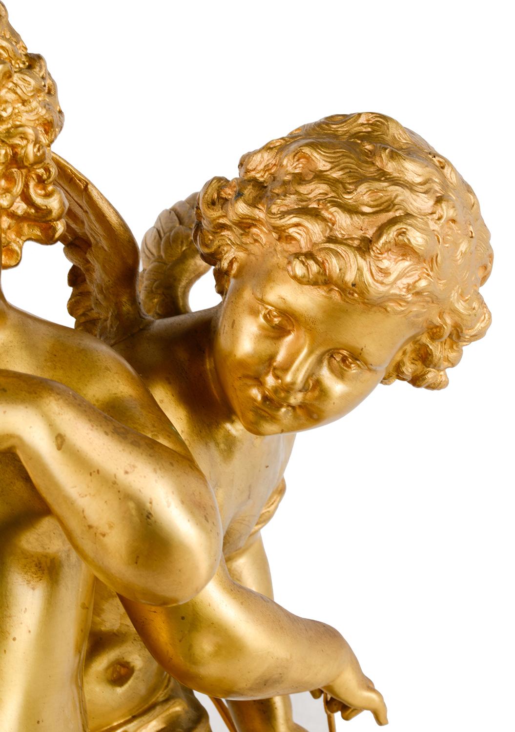 Classical 19th Century Gilded Bronze Group of Cherubs Playing In Good Condition For Sale In Brighton, Sussex