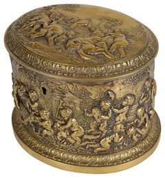 Classical 19th Century Gilded Ormolu Embossed Tea Caddy