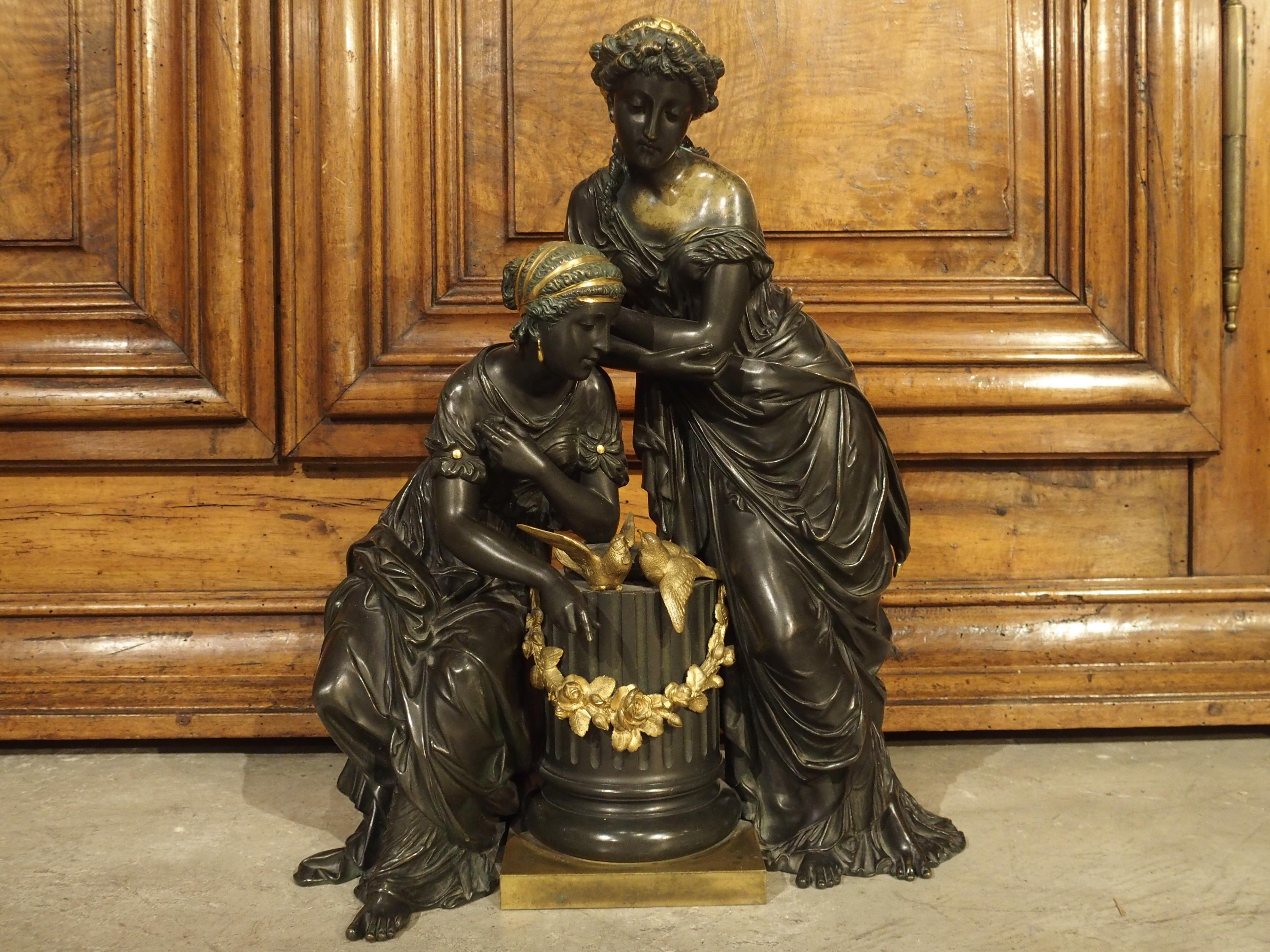 Classical 19th Century Gilt and Patinated Bronze Figural Group from France 12