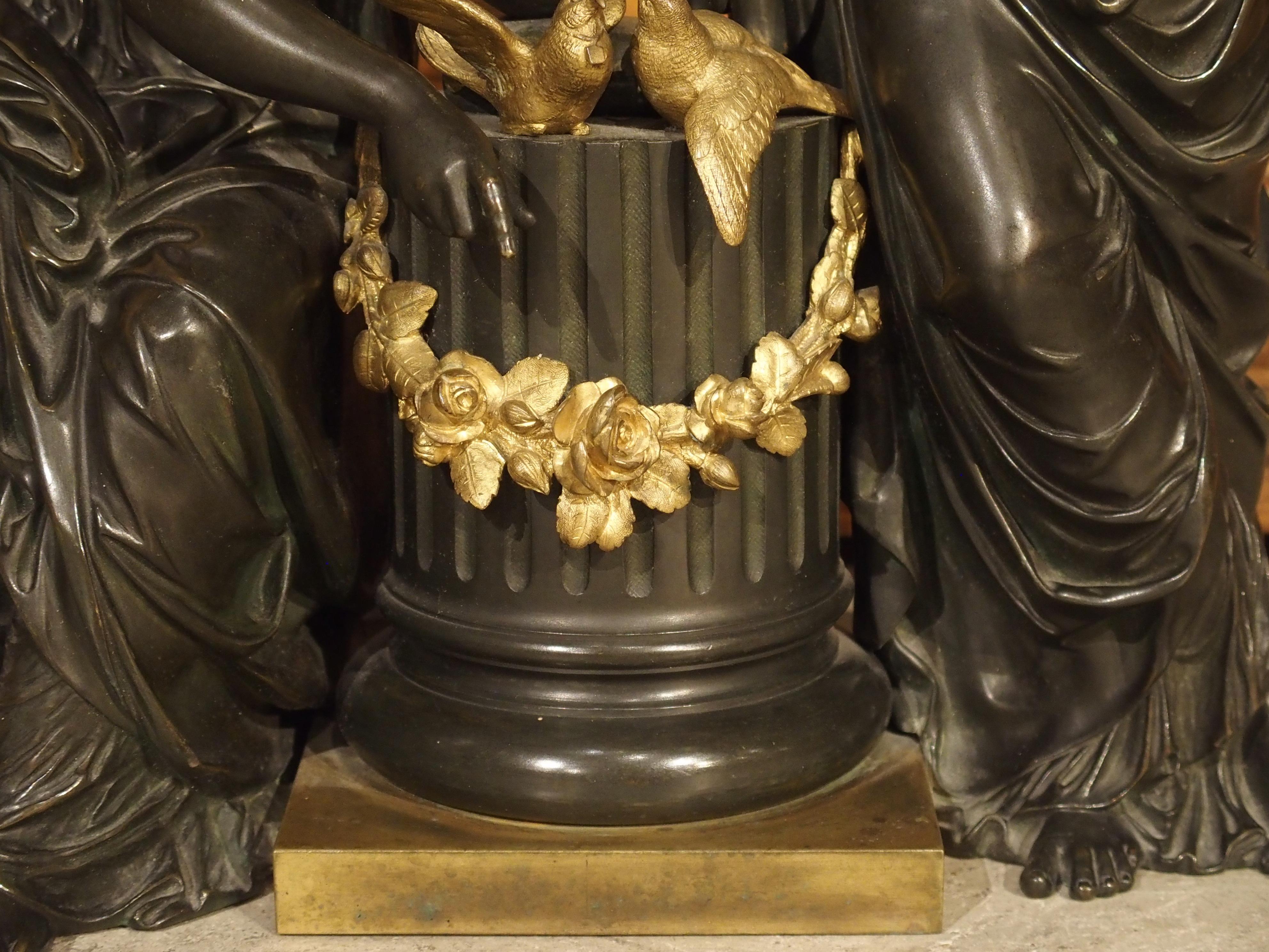 Napoleon III Classical 19th Century Gilt and Patinated Bronze Figural Group from France