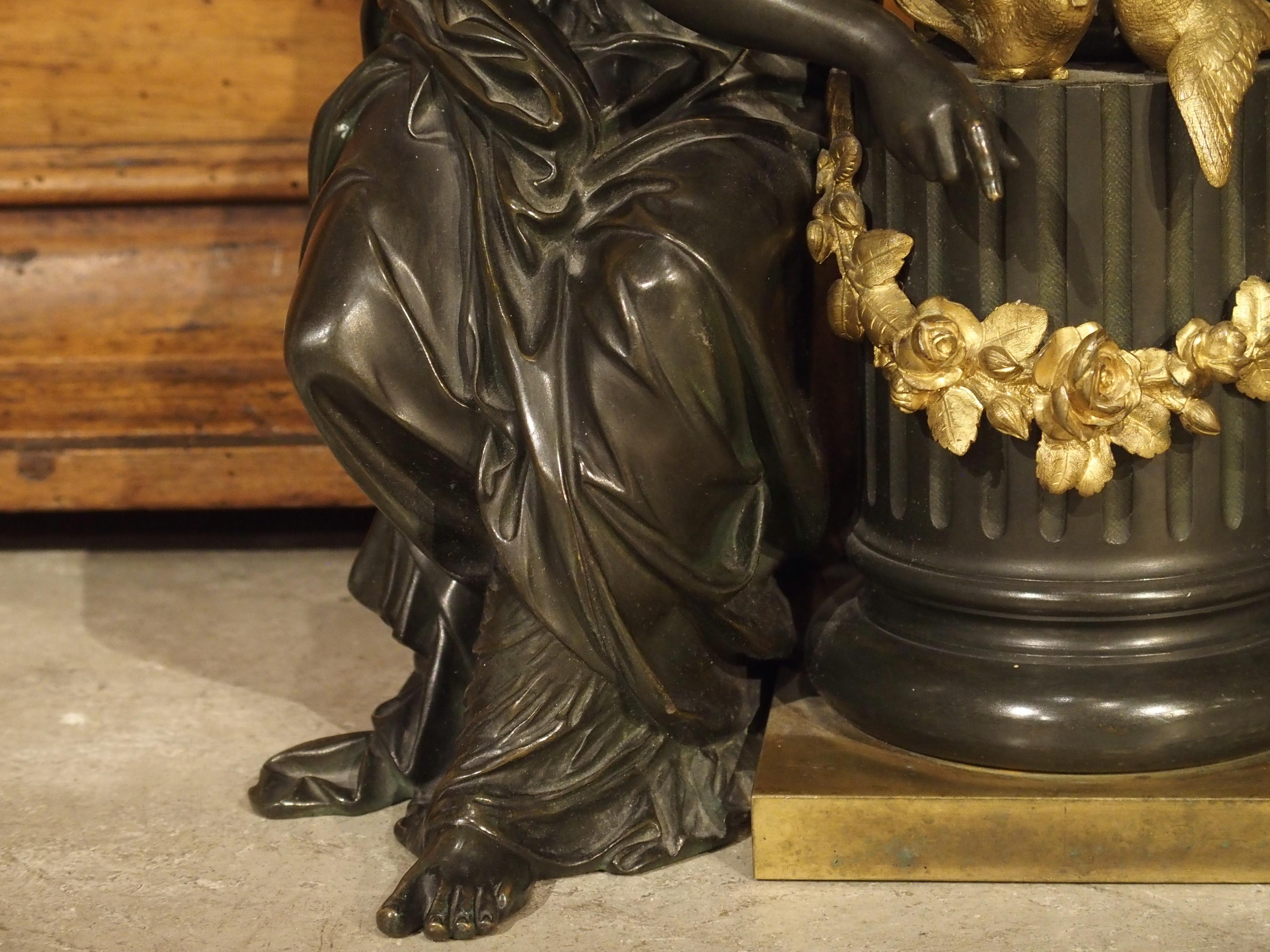 French Classical 19th Century Gilt and Patinated Bronze Figural Group from France