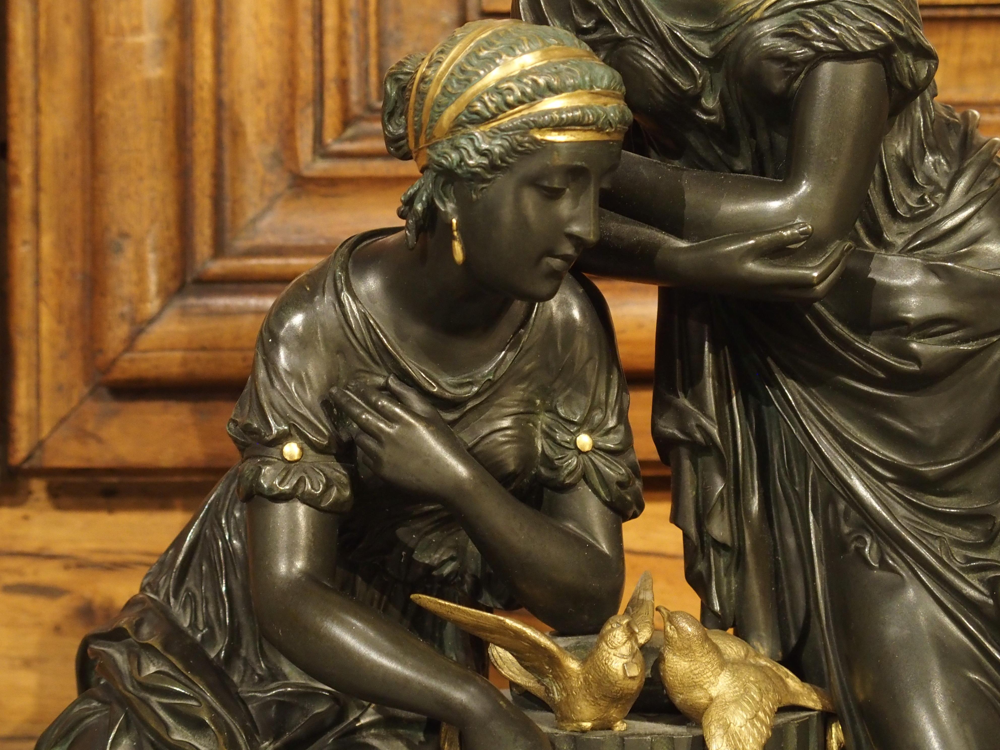 Classical 19th Century Gilt and Patinated Bronze Figural Group from France In Fair Condition In Dallas, TX