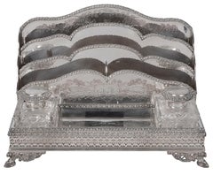 Classical 19th Century Letter Rack and Ink Well