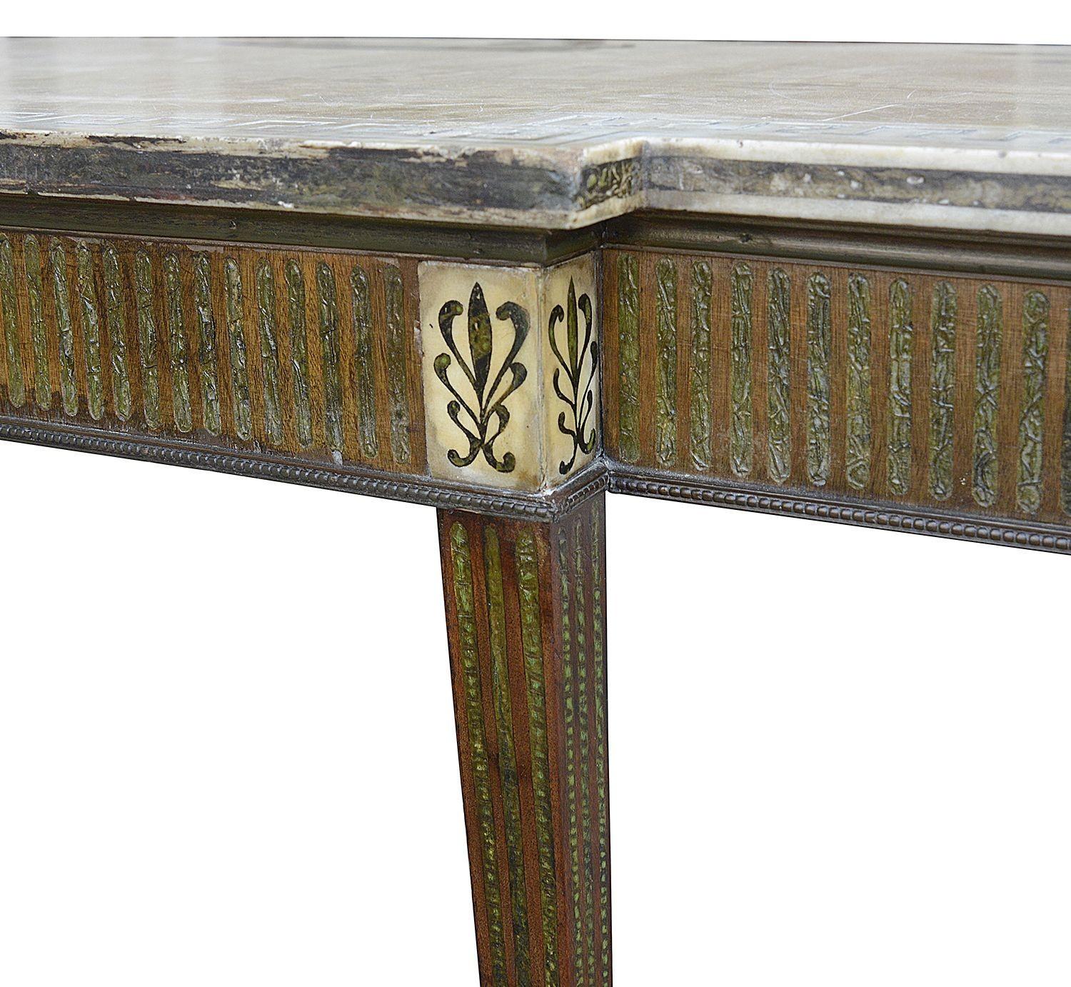 English Classical 19th Century Marble Topped Console Table For Sale