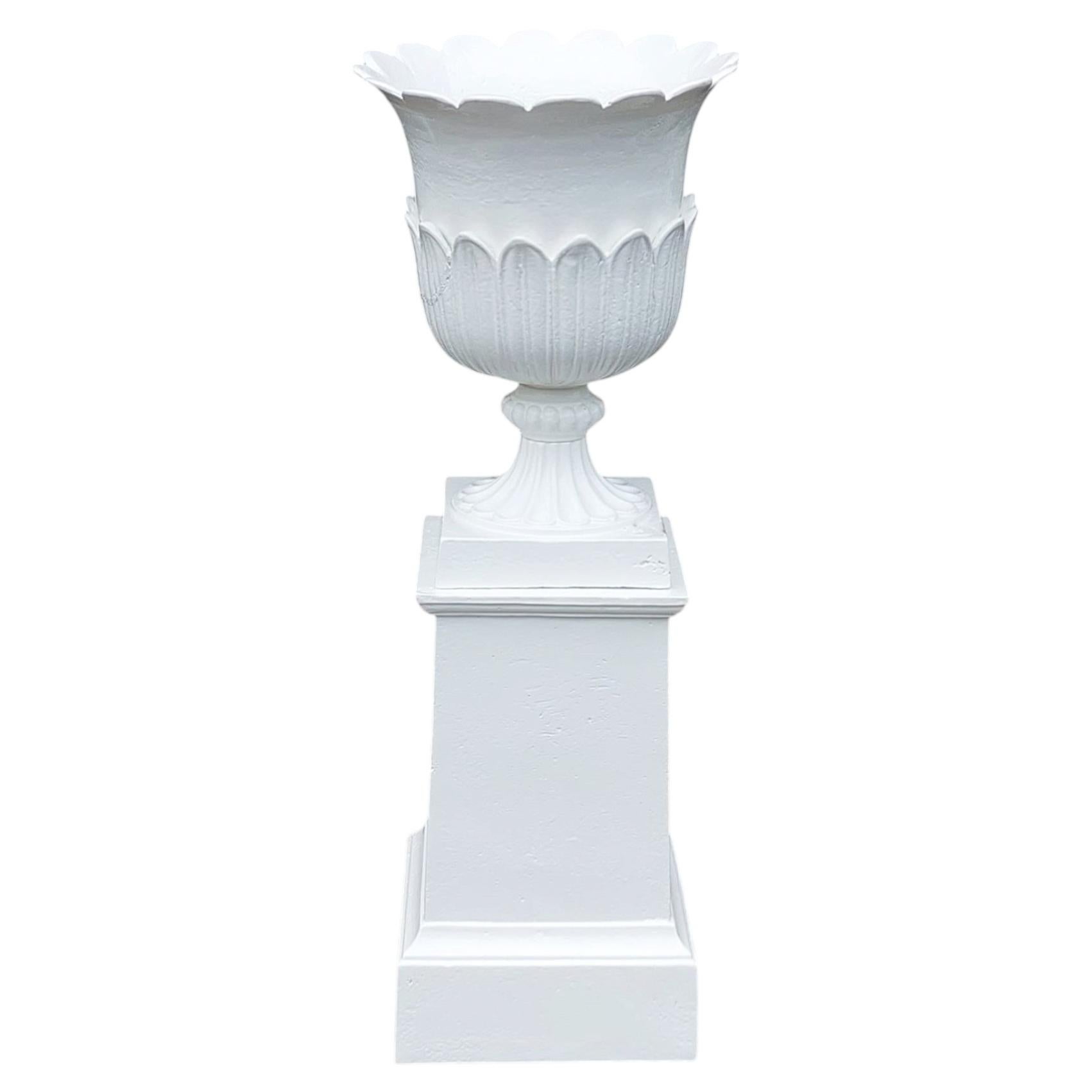 Classical Acanthus Leaf Urn on Pedestal Stand For Sale