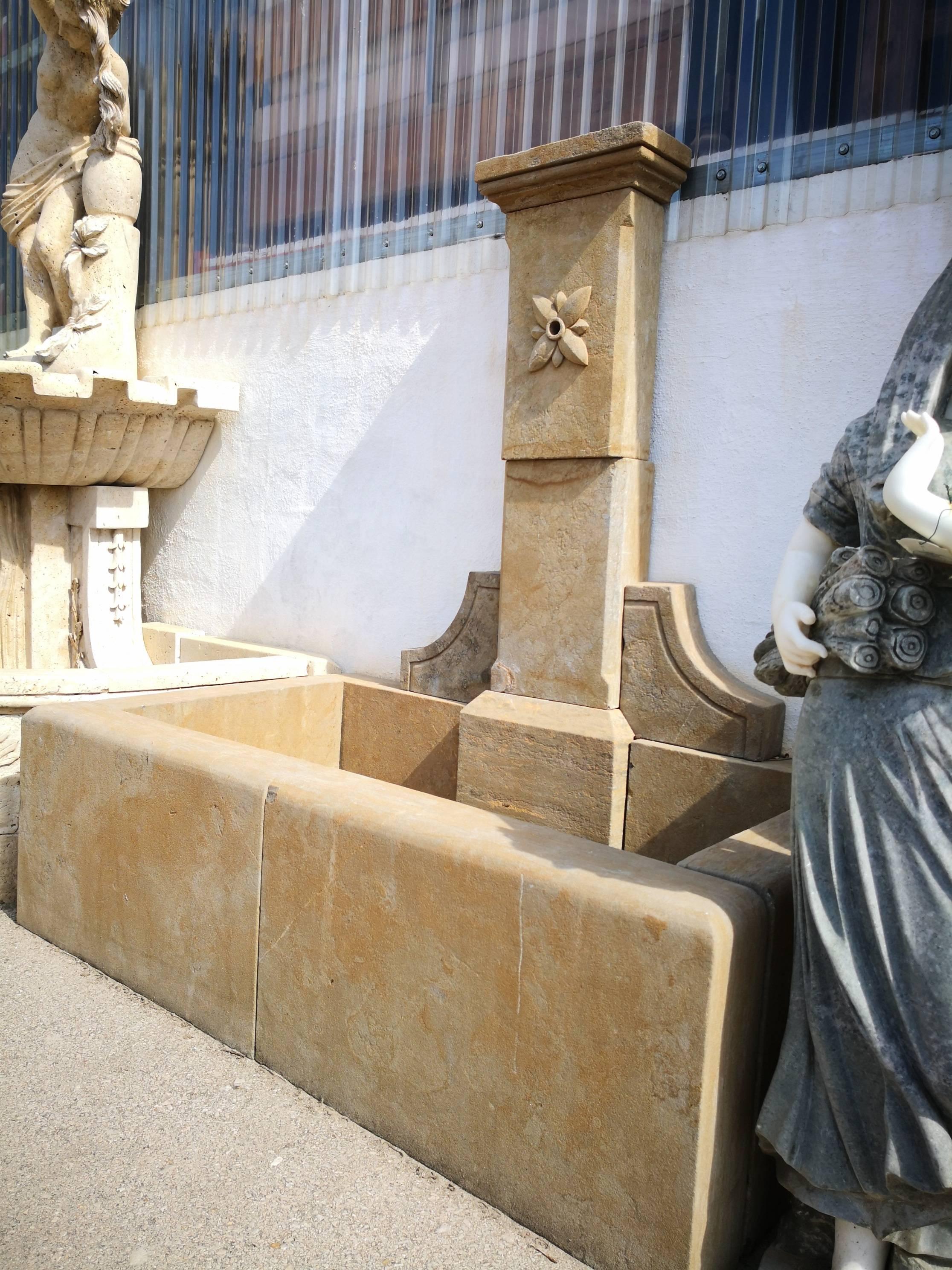 Classical Aged Stone Wall Fountain with Pool 3