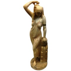 Classical Alabaster Statue of Young Arab Girl, 19th Century