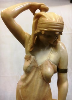 Statua classica di ragazza araba in alabastro, XIX secolo