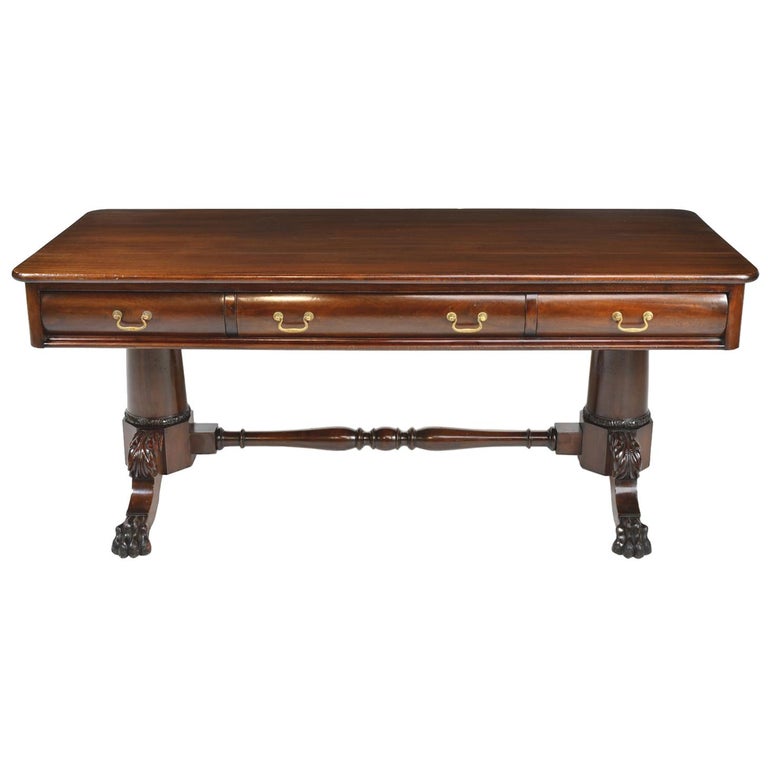 Antique Classical American Philadelphia Desk in Mahogany with Double