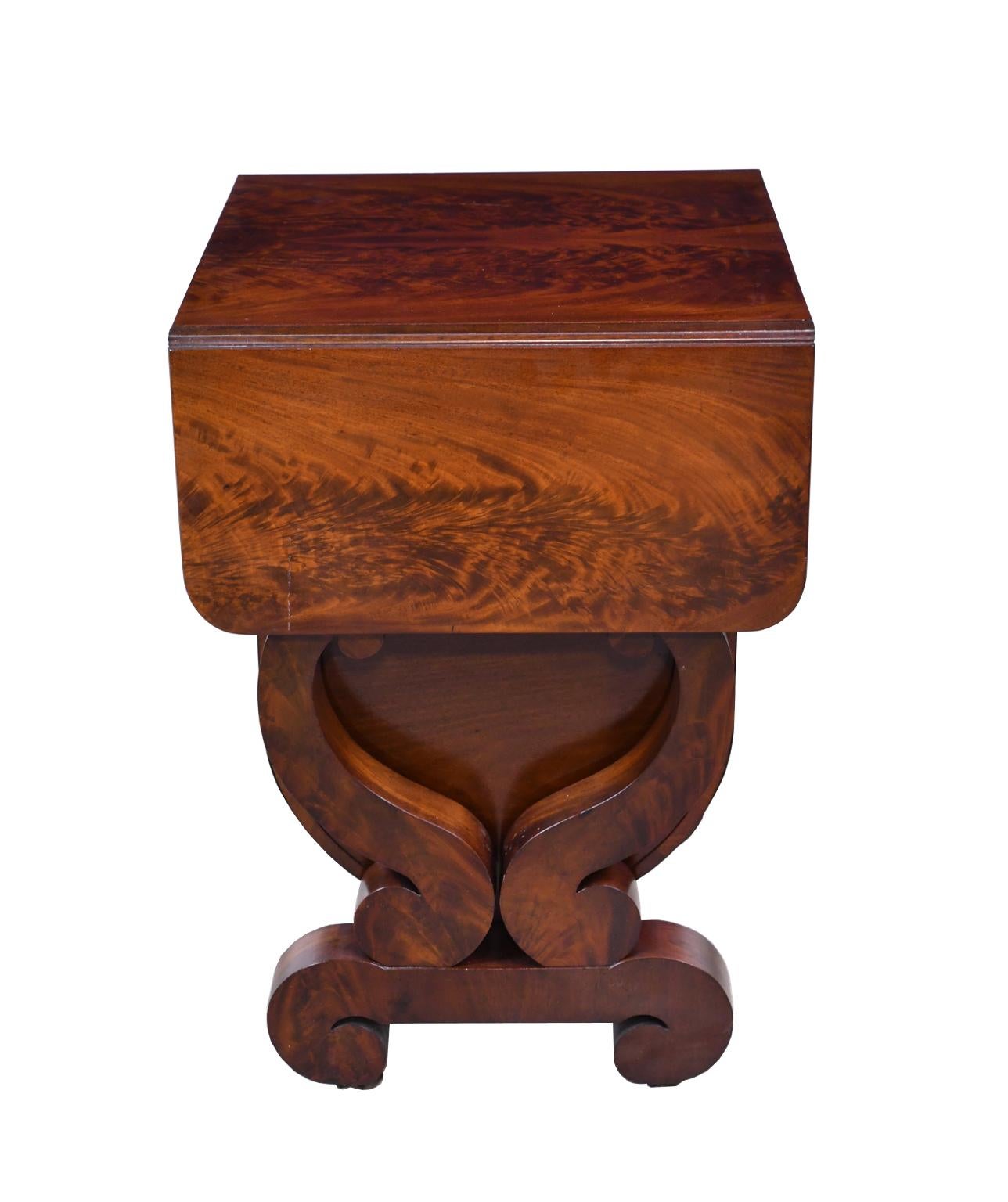 Early 19th Century Classical American Empire Grecian-Form Work Table in Mahogany, circa 1830 Boston For Sale