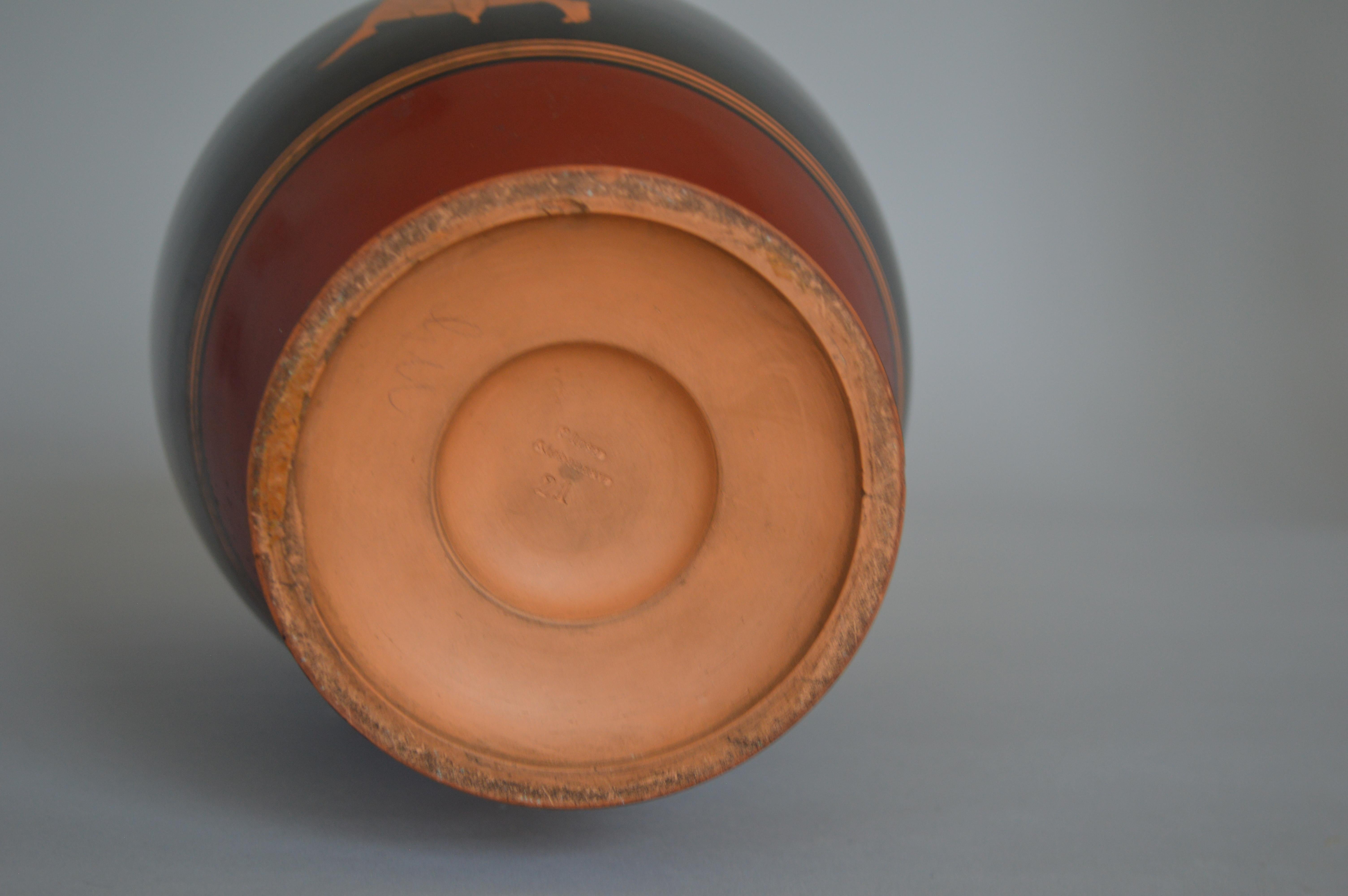 Classical Amphora Vase in Black Painted Terracotta In Good Condition For Sale In Copenhagen, Copenhagen