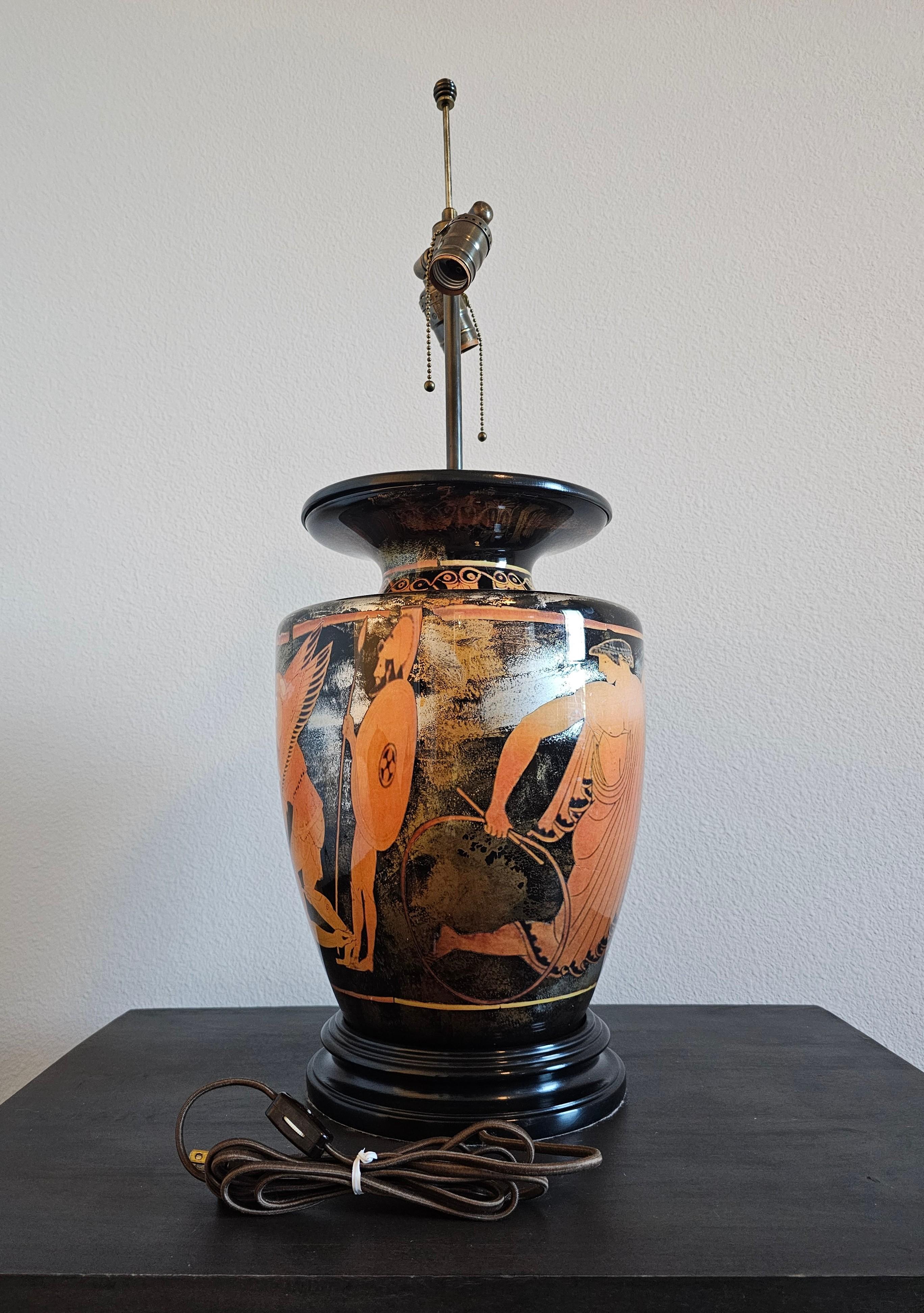 Classical Ancient Greek Euphronios Pottery Vase Style Table Lamp  For Sale 9
