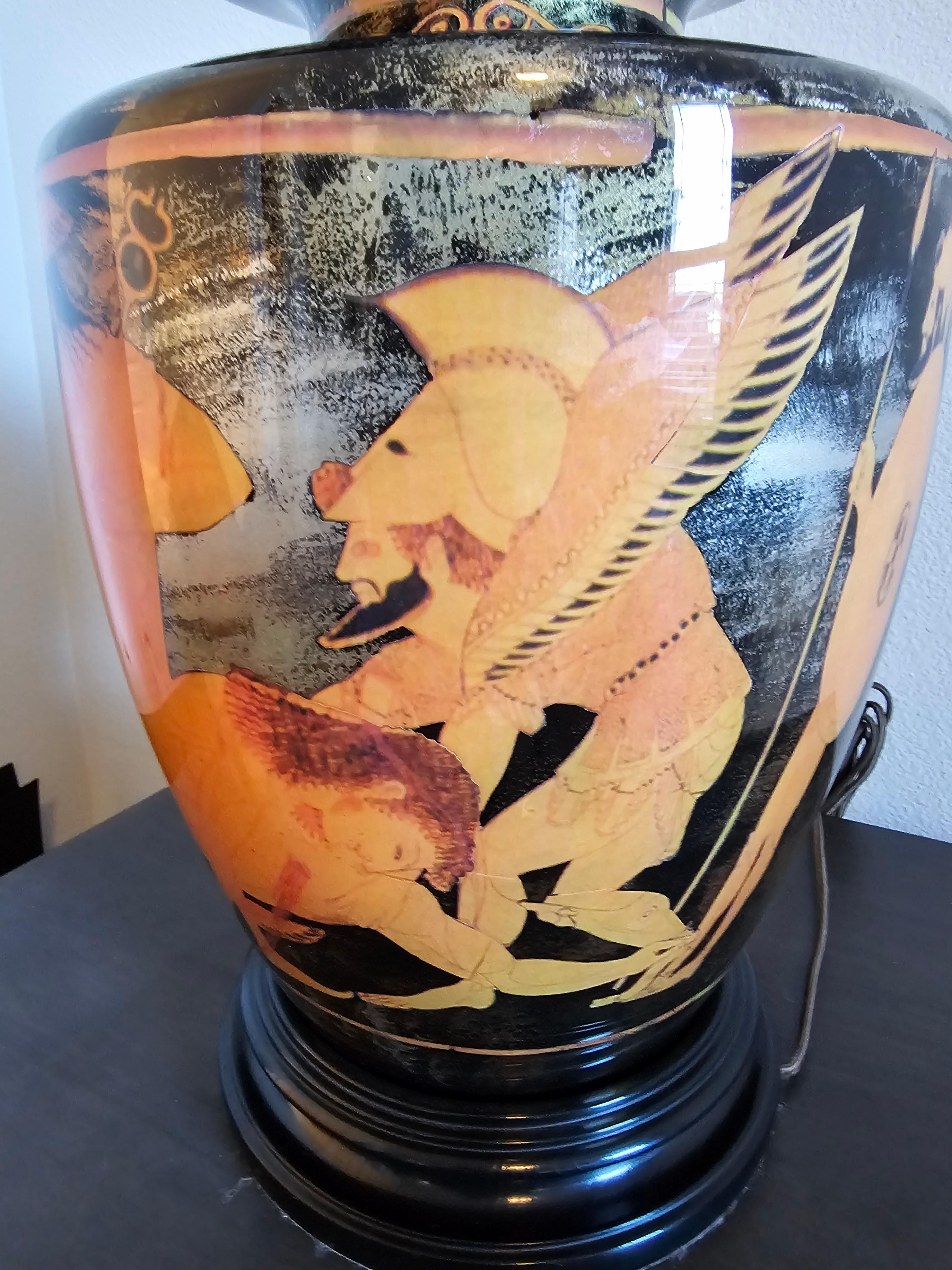 Classical Greek Classical Ancient Greek Euphronios Pottery Vase Style Table Lamp  For Sale