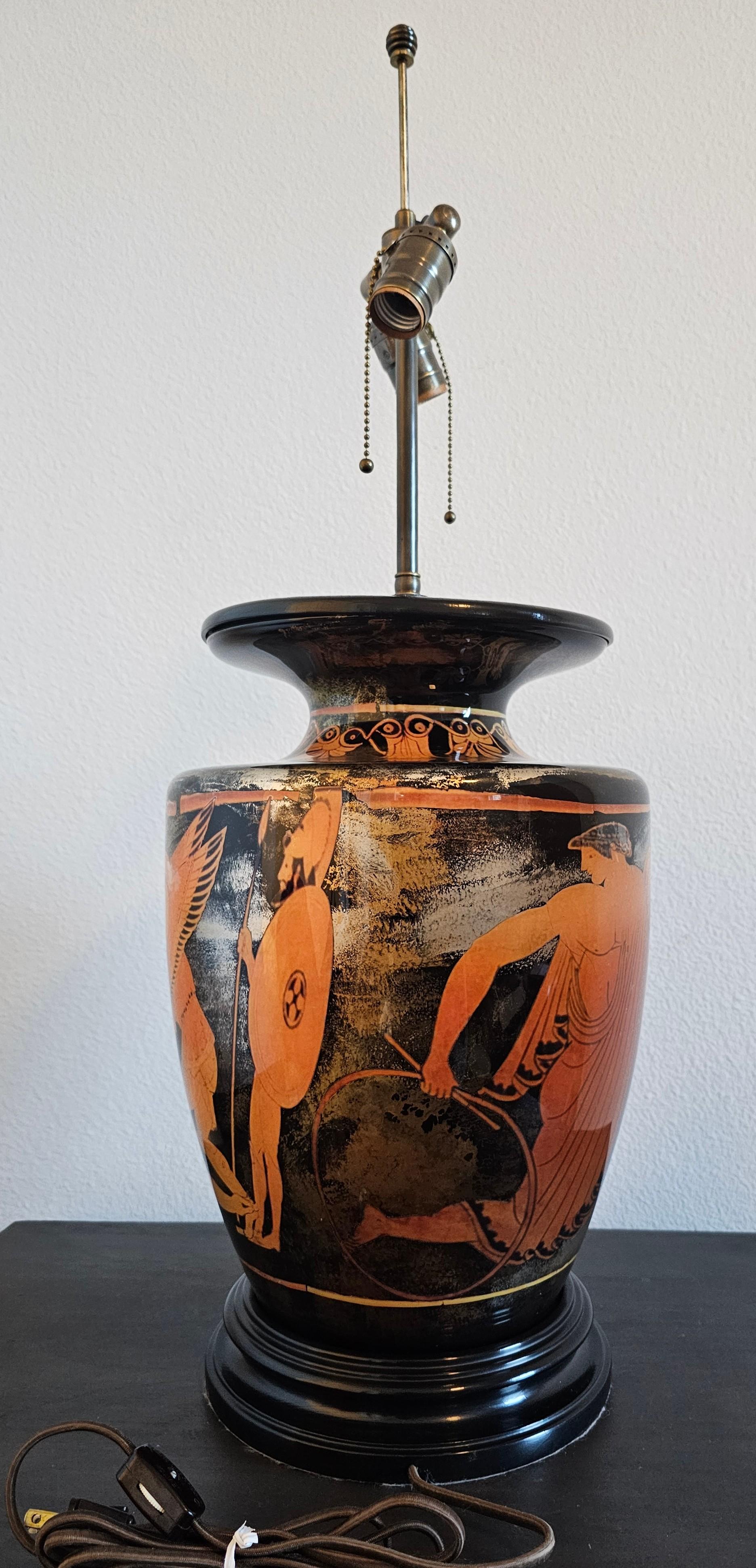 20th Century Classical Ancient Greek Euphronios Pottery Vase Style Table Lamp  For Sale