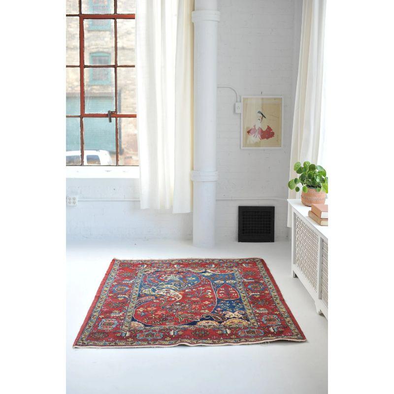 Classical and Iconic Mother-Daughter Piece Antique Rug

About: Arguably one of the most symbolic and beautifully intentional rug designs there is; the mother-daughter rug is a rug woven by mothers for their children. The large boteh design (the