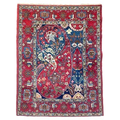 Classical and Iconic Vintage Mother-Child Boteh "Paisley" Antique Rug