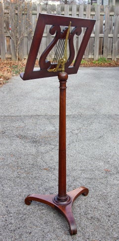 Atril Clásico Antiguo de Caoba y Latón Circa 1900