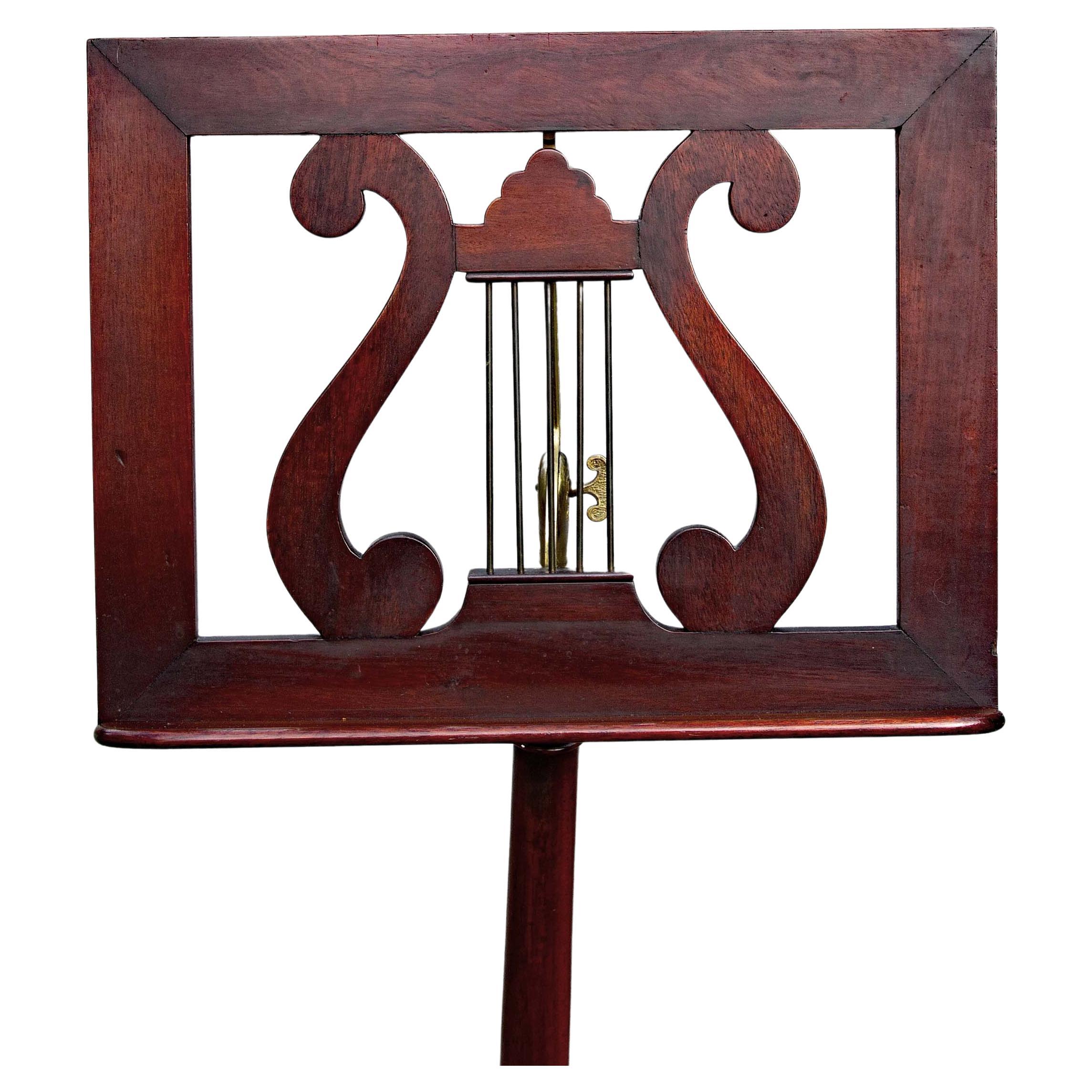 American Classical Antique Mahogany and Brass Music Stand Circa 1900 For Sale
