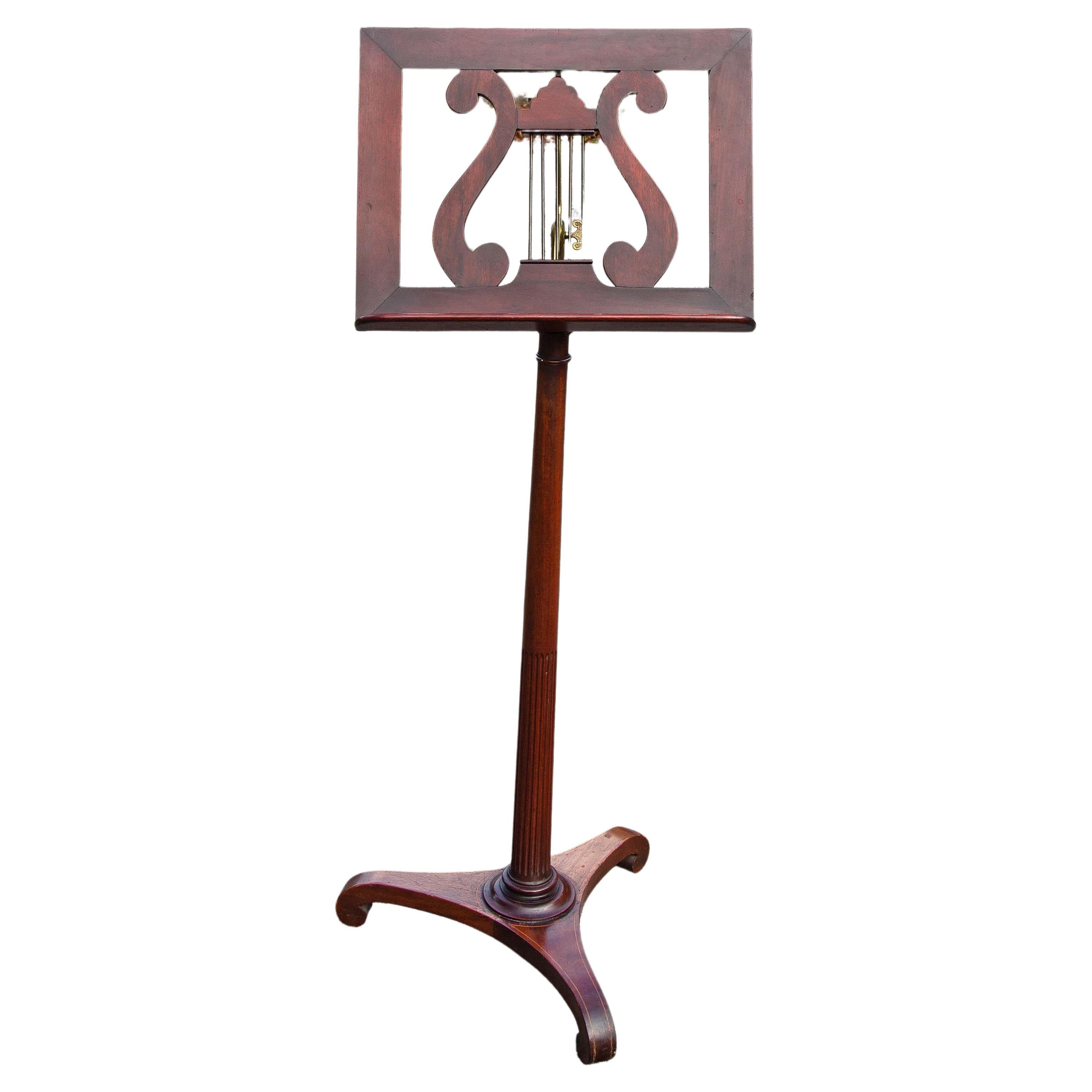 Classical Antique Mahogany and Brass Music Stand Circa 1900 For Sale